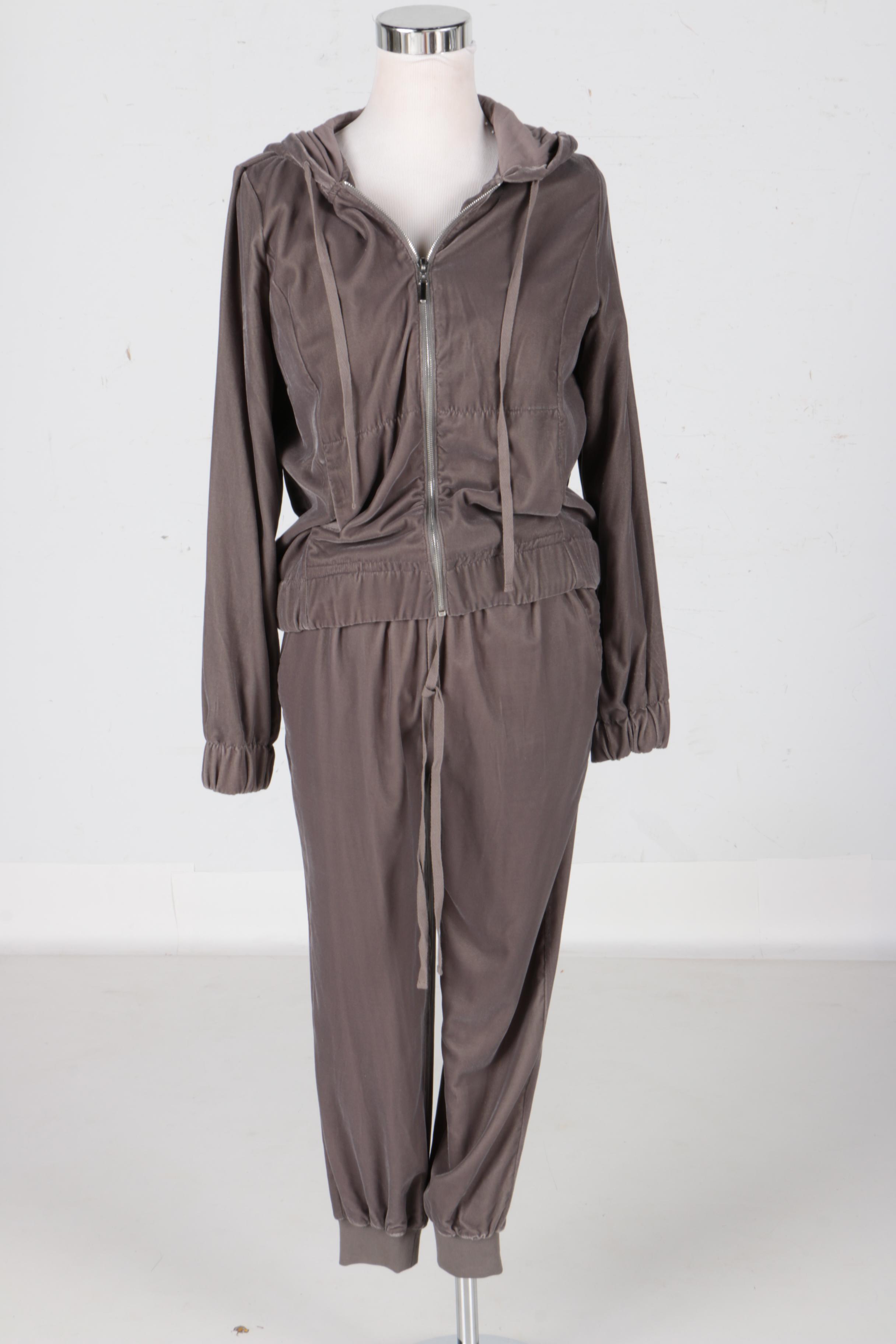 Saks Fifth Avenue Grey Velour Track Suit