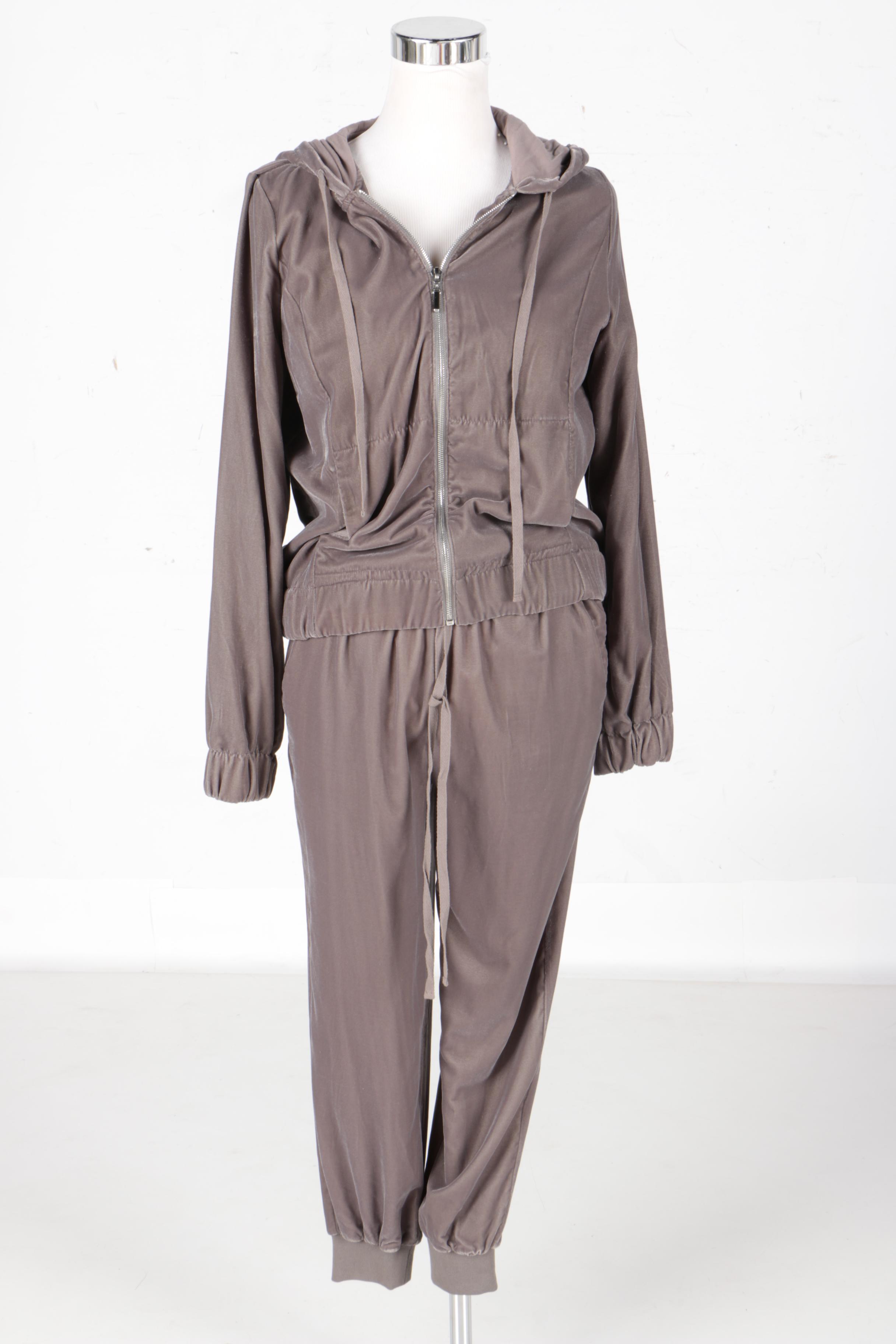 Saks Fifth Avenue Grey Velour Track Suit