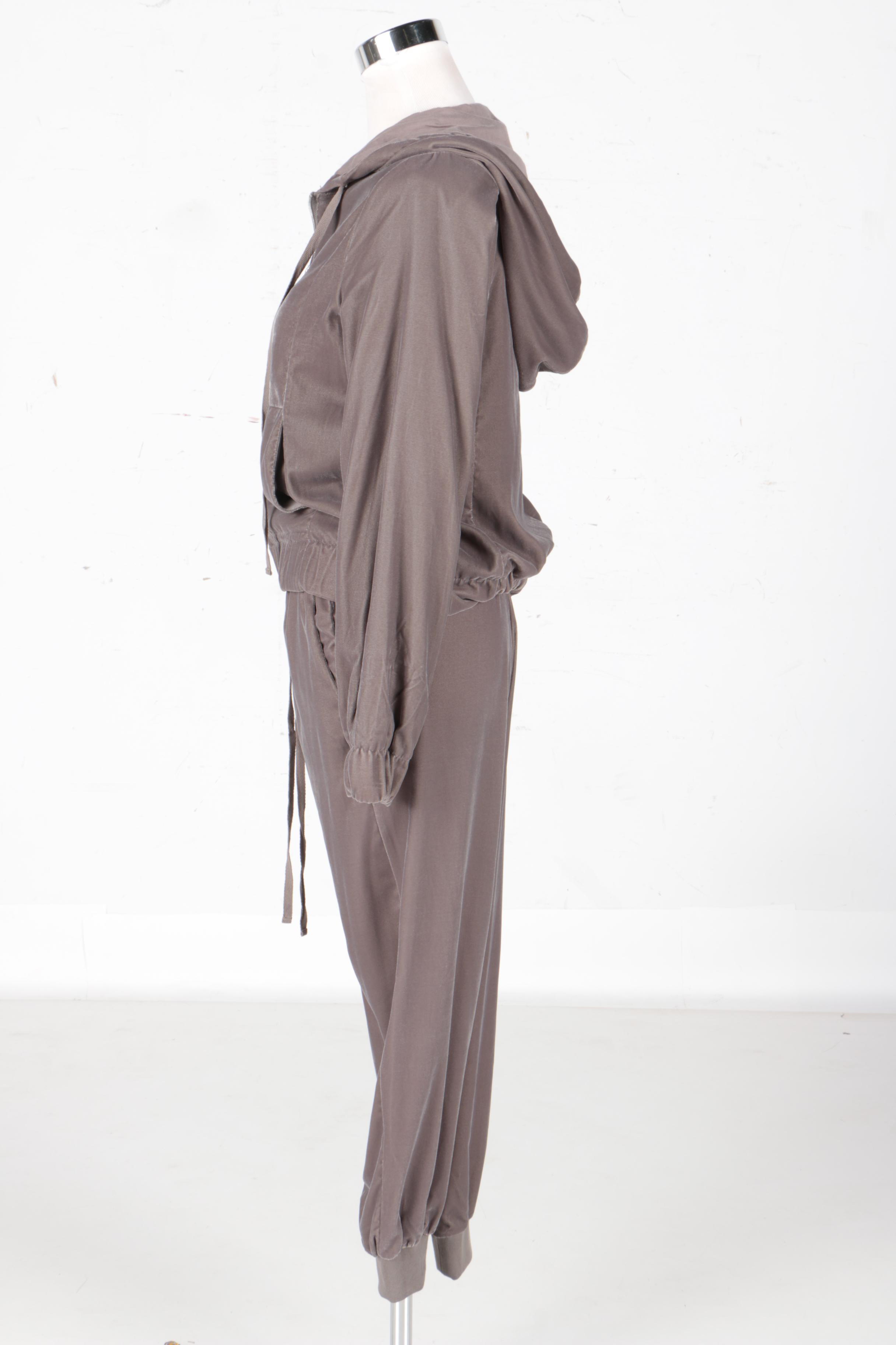 Saks Fifth Avenue Grey Velour Track Suit