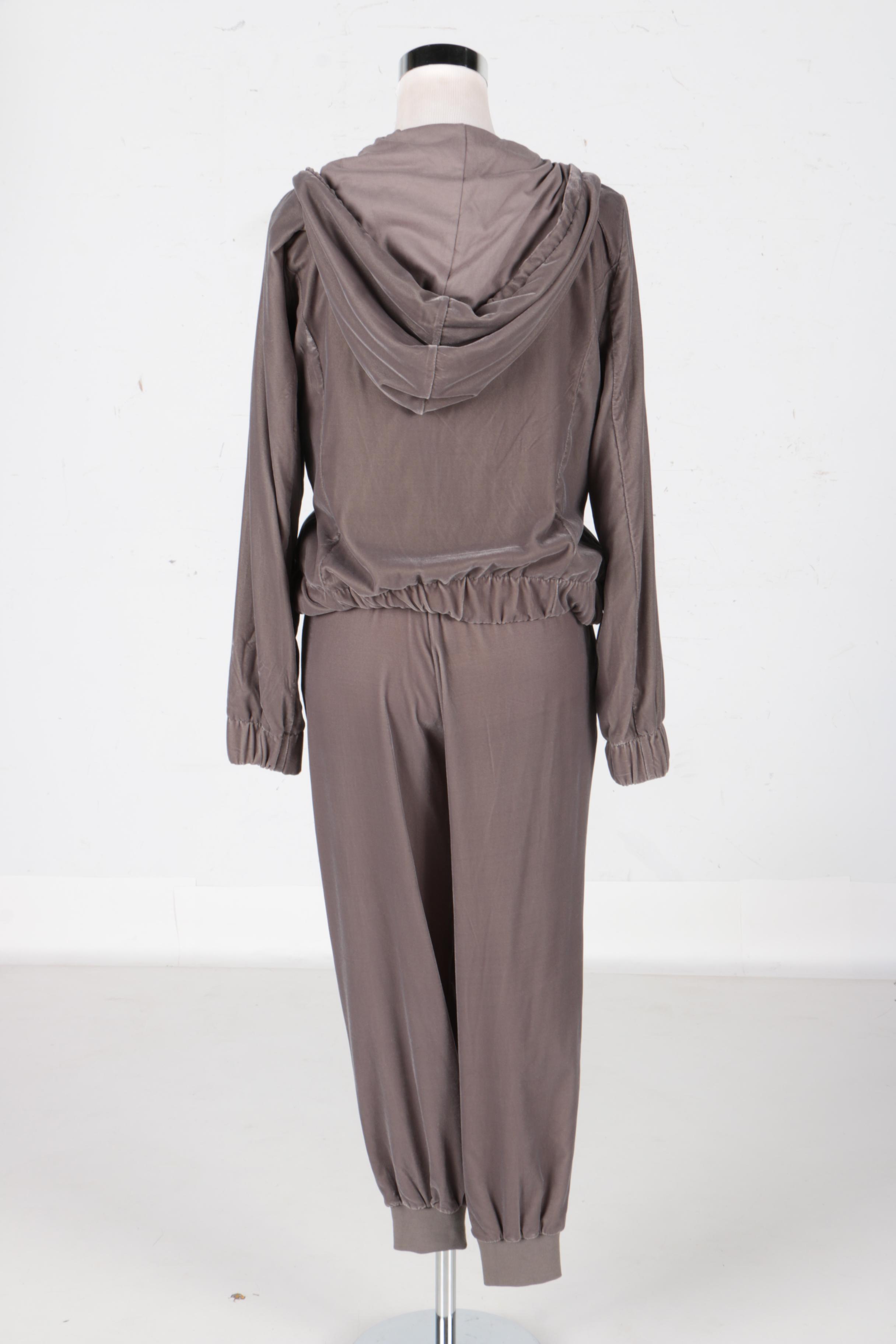 Saks Fifth Avenue Grey Velour Track Suit