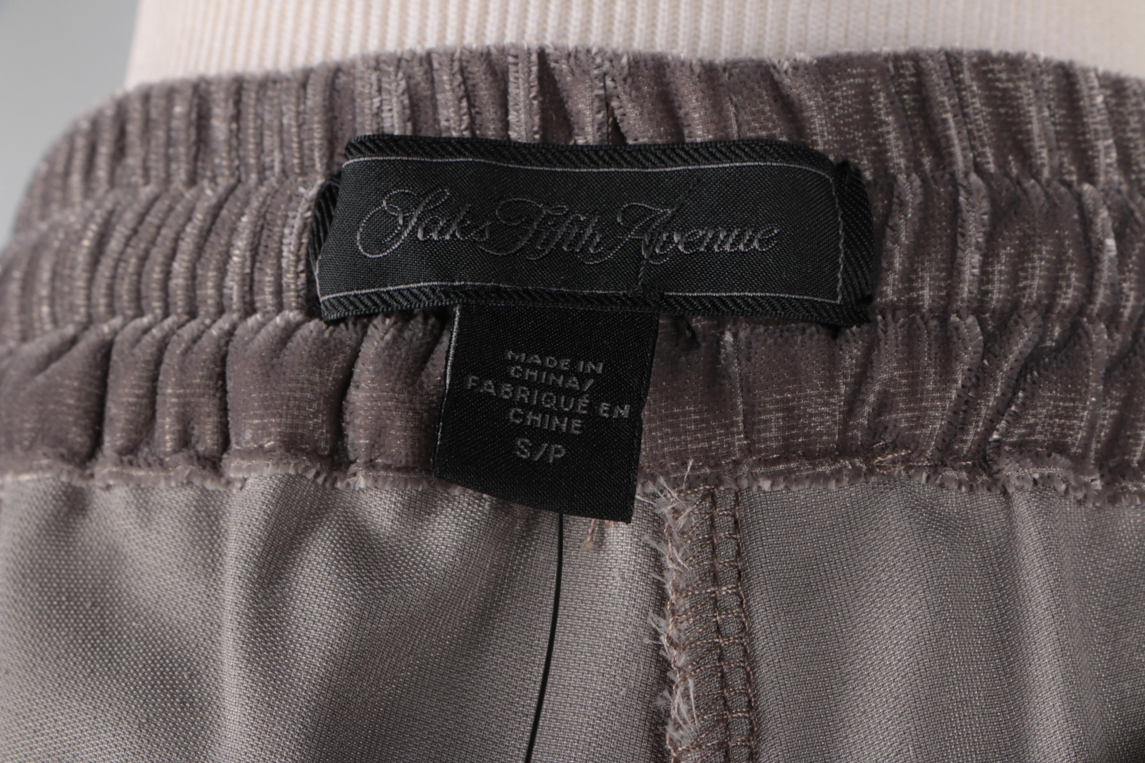 Saks Fifth Avenue Grey Velour Track Suit