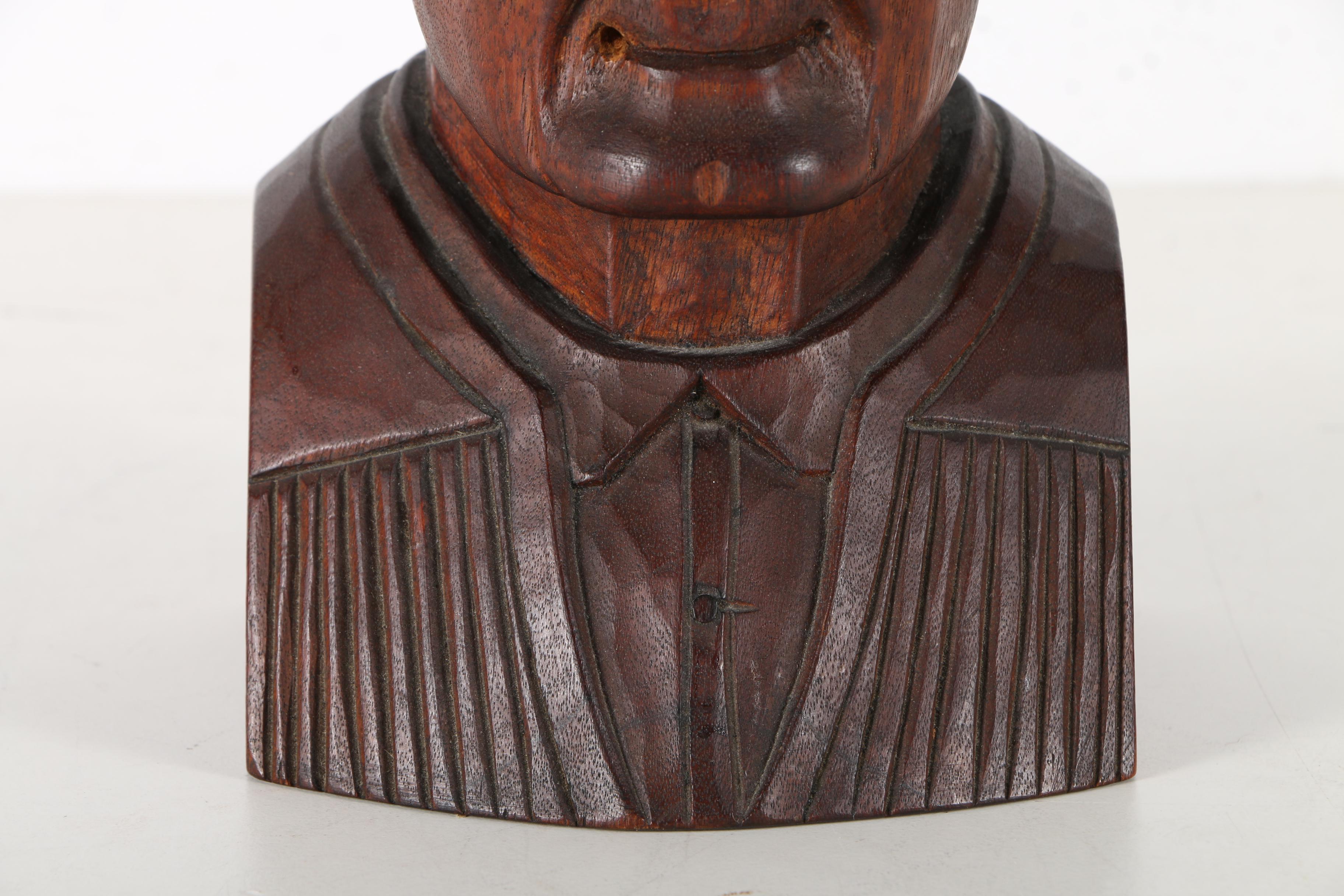 Hand Carved Folk Art Wooden Busts