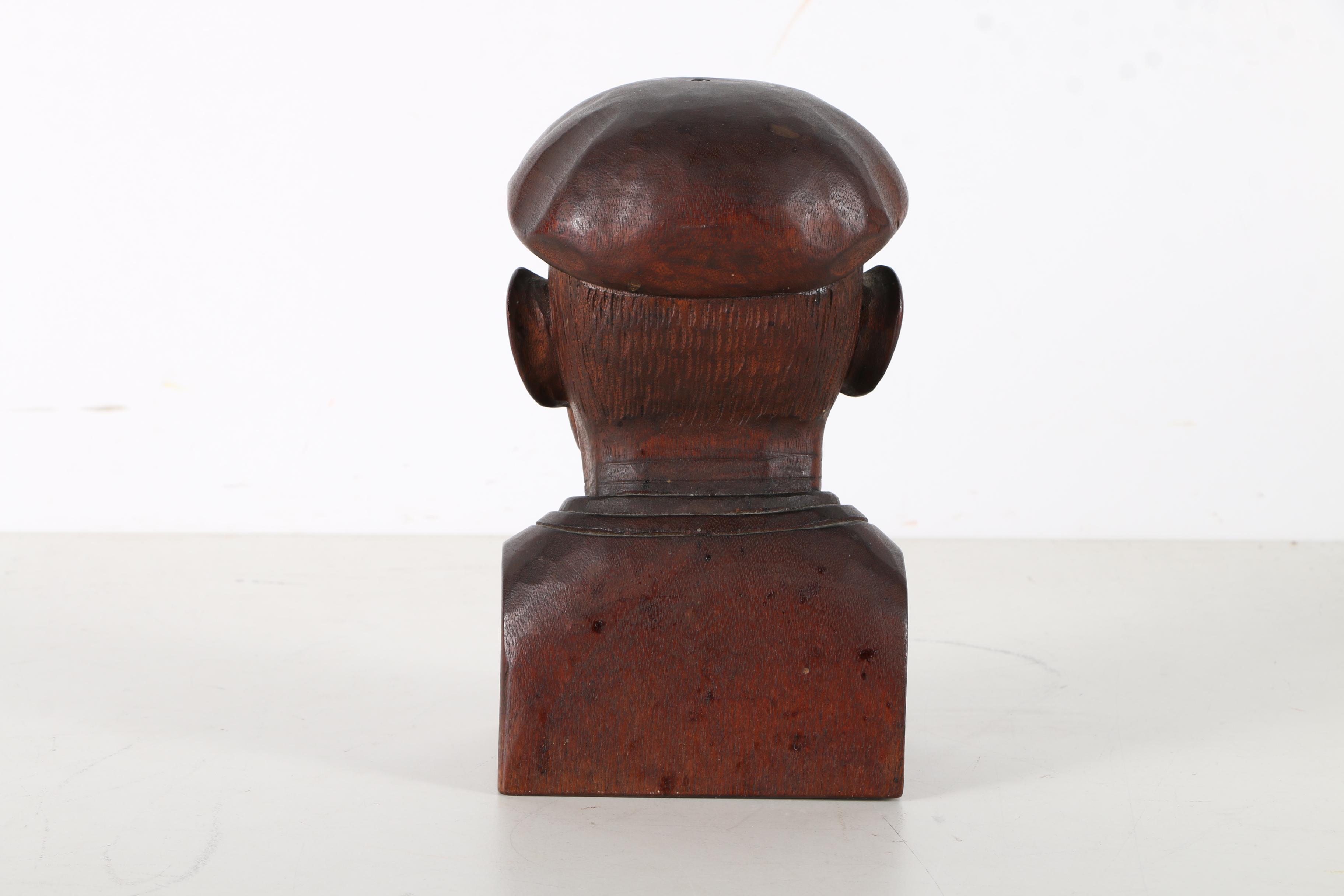 Hand Carved Folk Art Wooden Busts