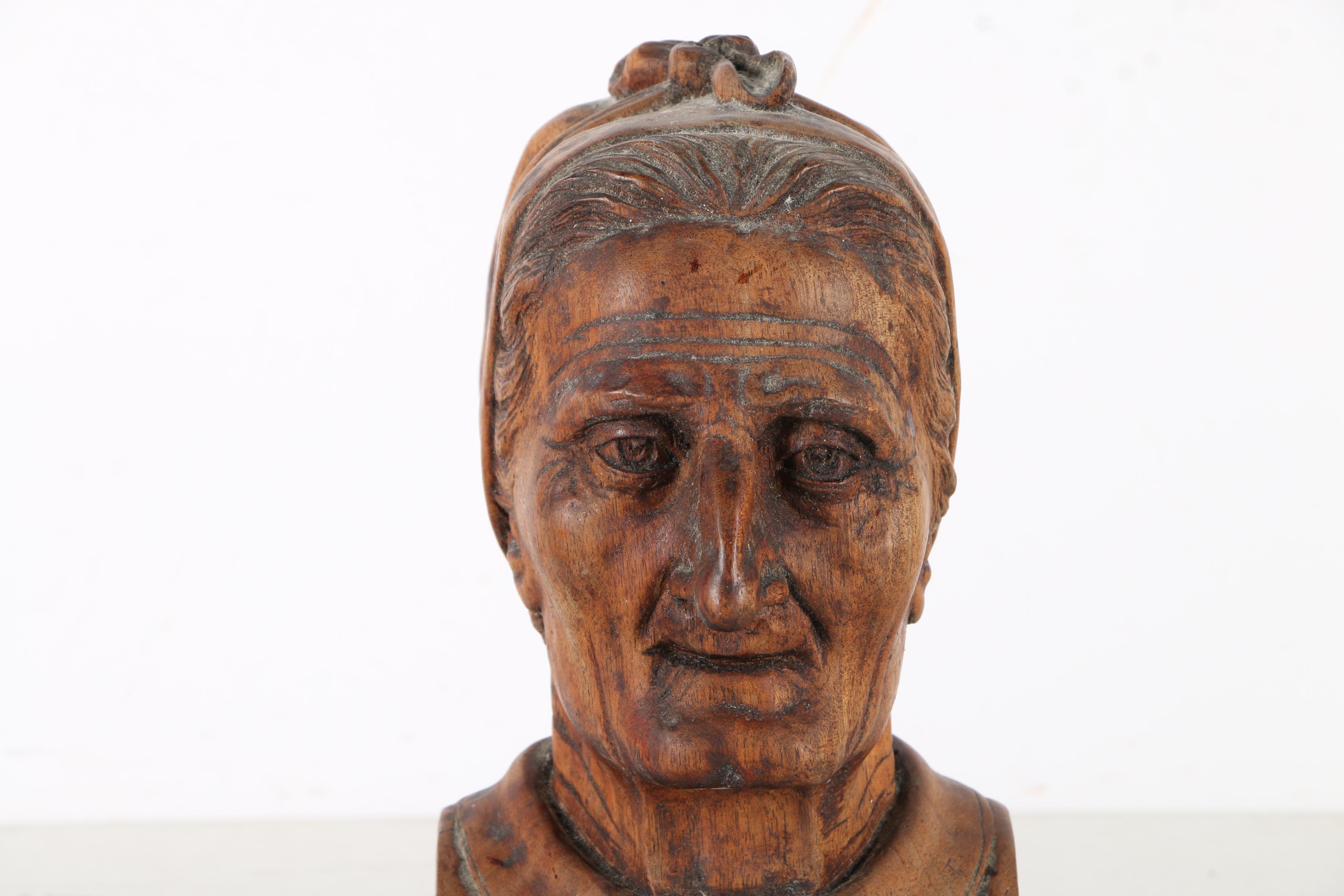 Hand Carved Folk Art Wooden Busts