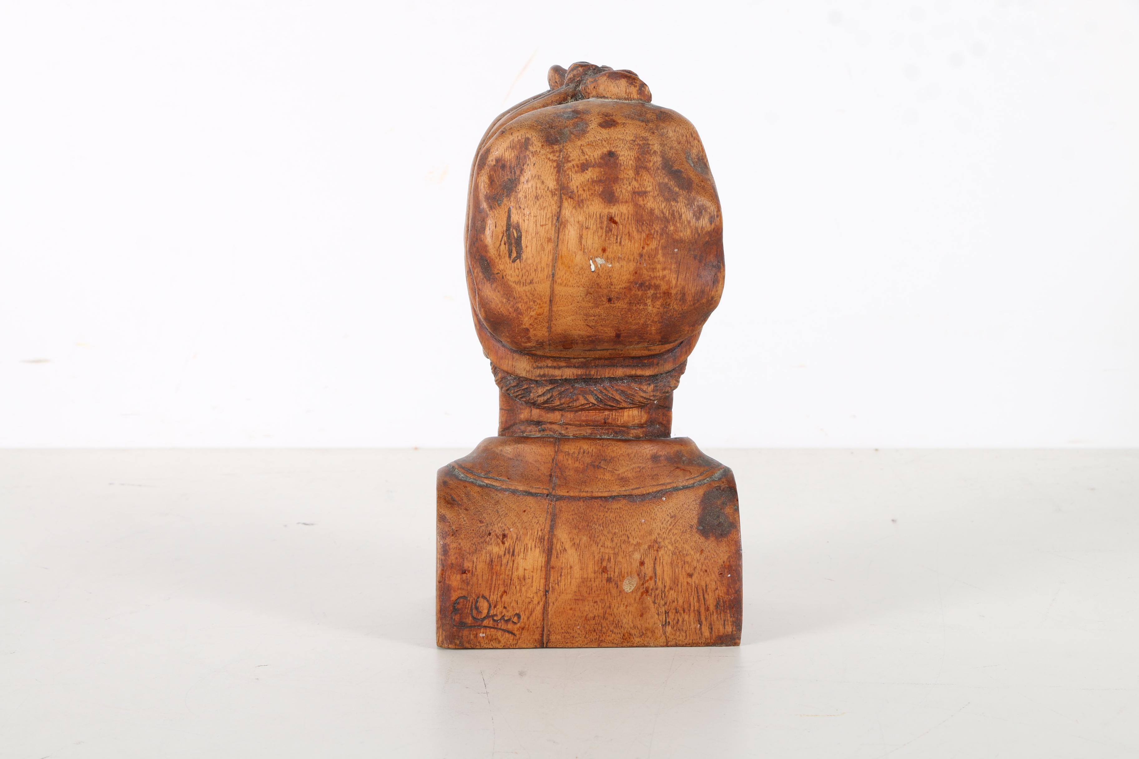 Hand Carved Folk Art Wooden Busts