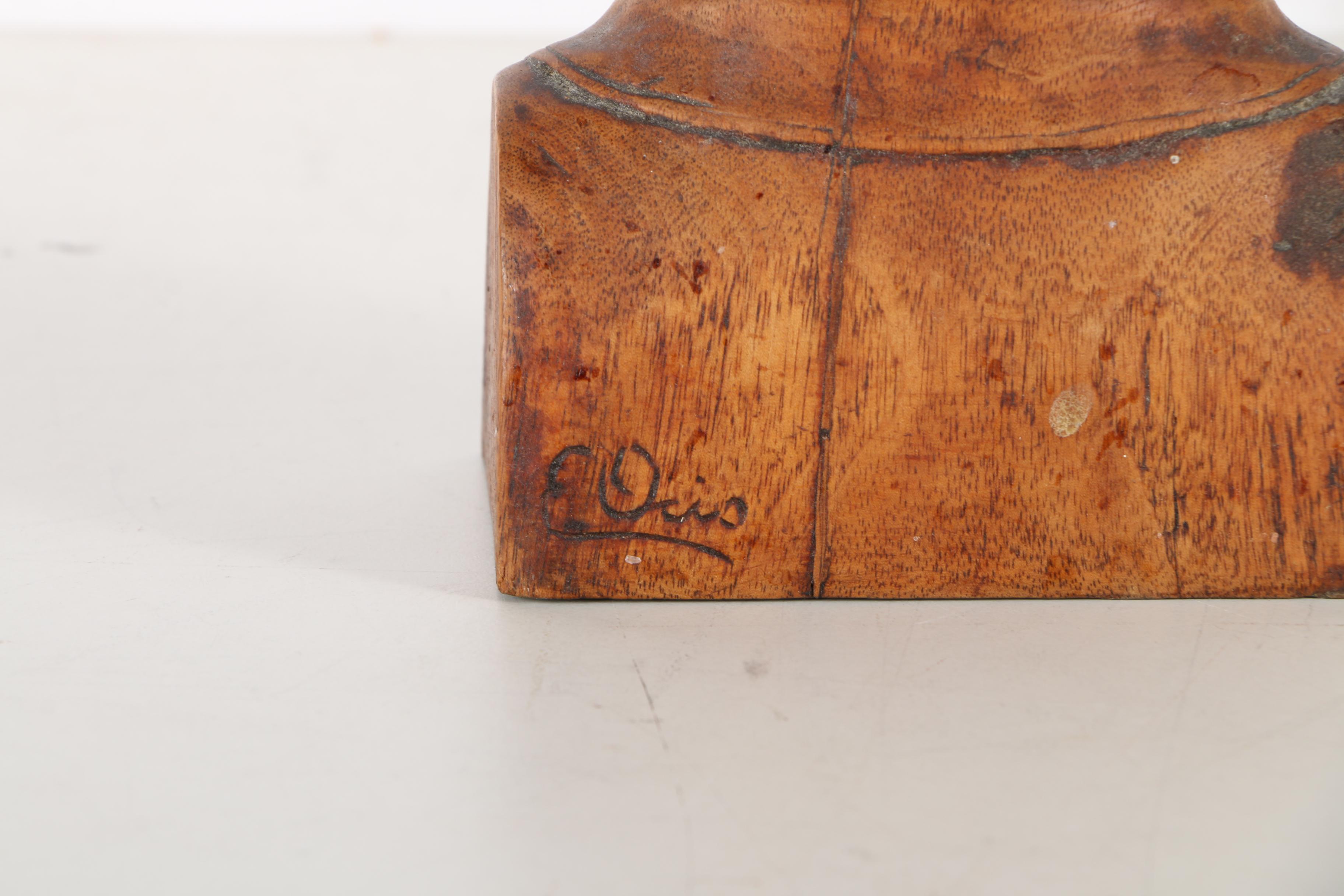 Hand Carved Folk Art Wooden Busts