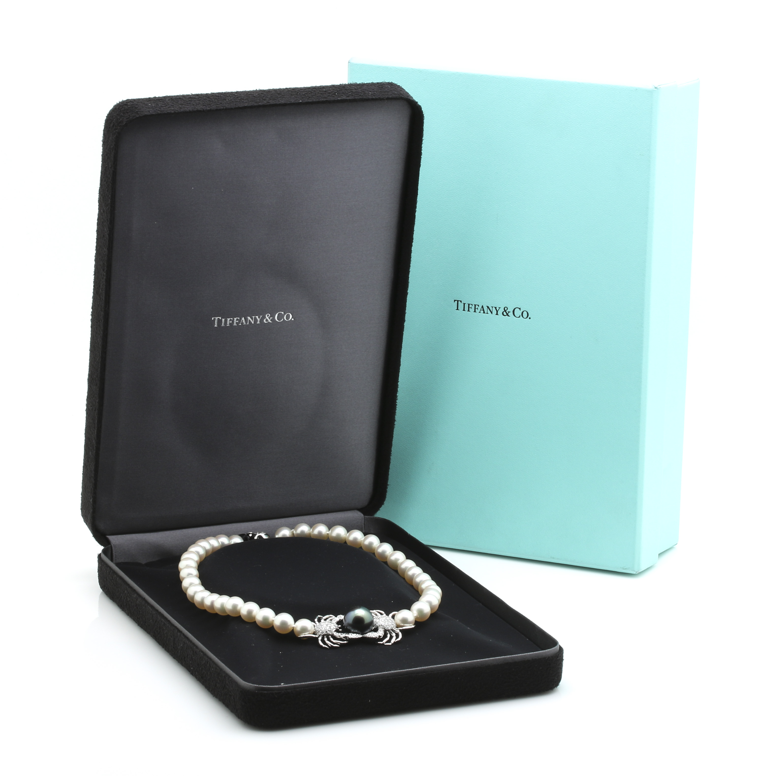 Tiffany & Co. Platinum Tahitian Pearl and 2.08 CTW Diamond Crab Necklace