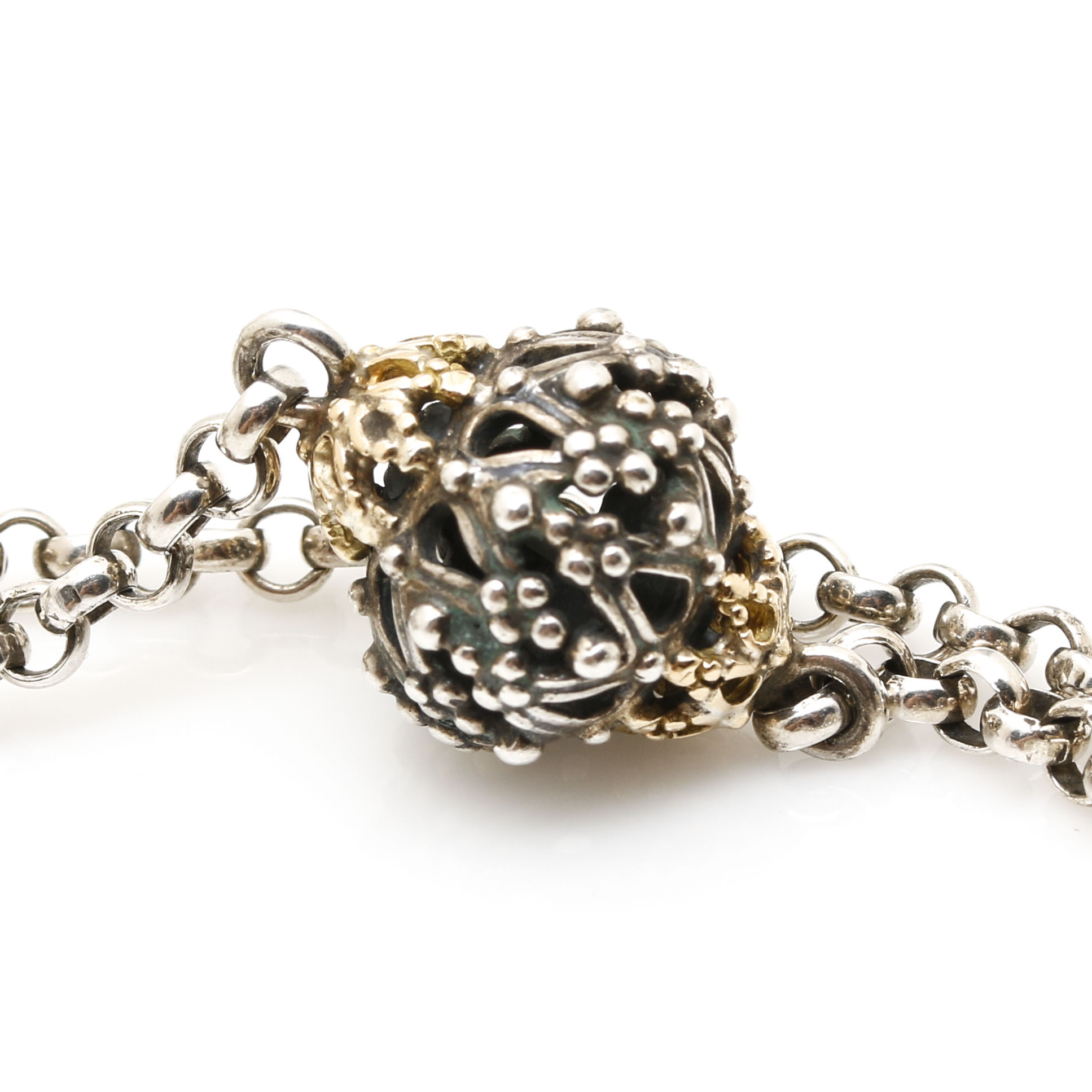 Konstantino Sterling Silver and 18K Yellow Gold Aquamarine Necklace