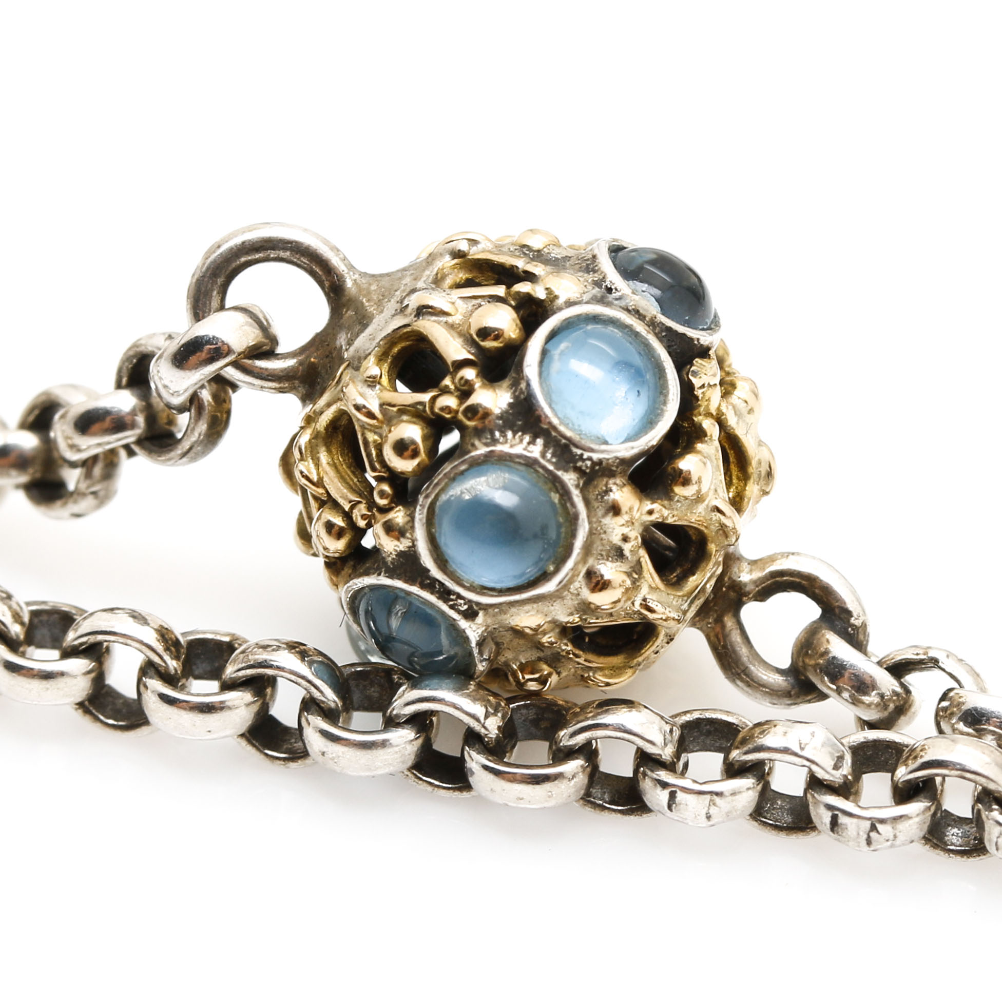 Konstantino Sterling Silver and 18K Yellow Gold Aquamarine Necklace