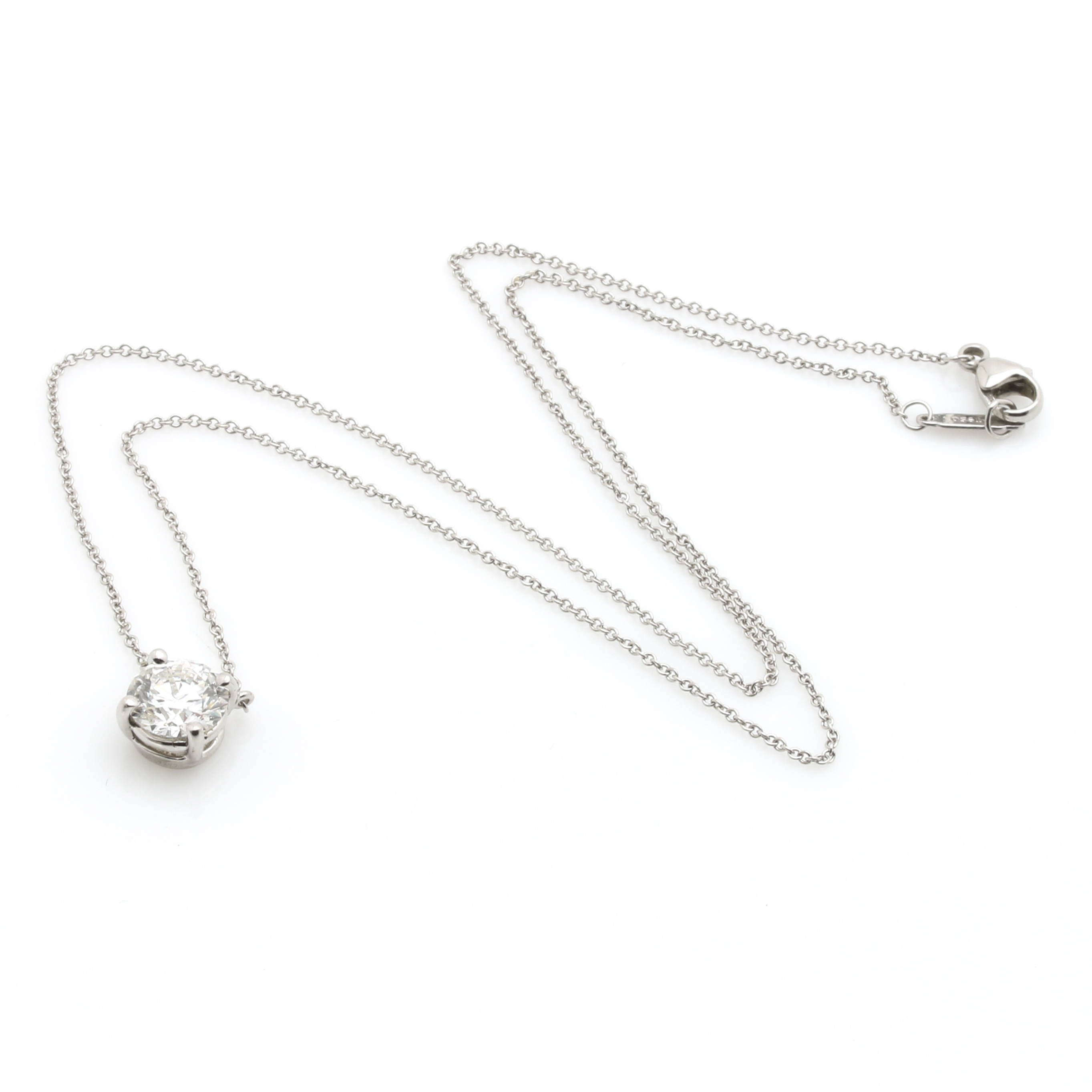 Tiffany & Co. Platinum and 1.74 Carat Diamond Solitaire Necklace
