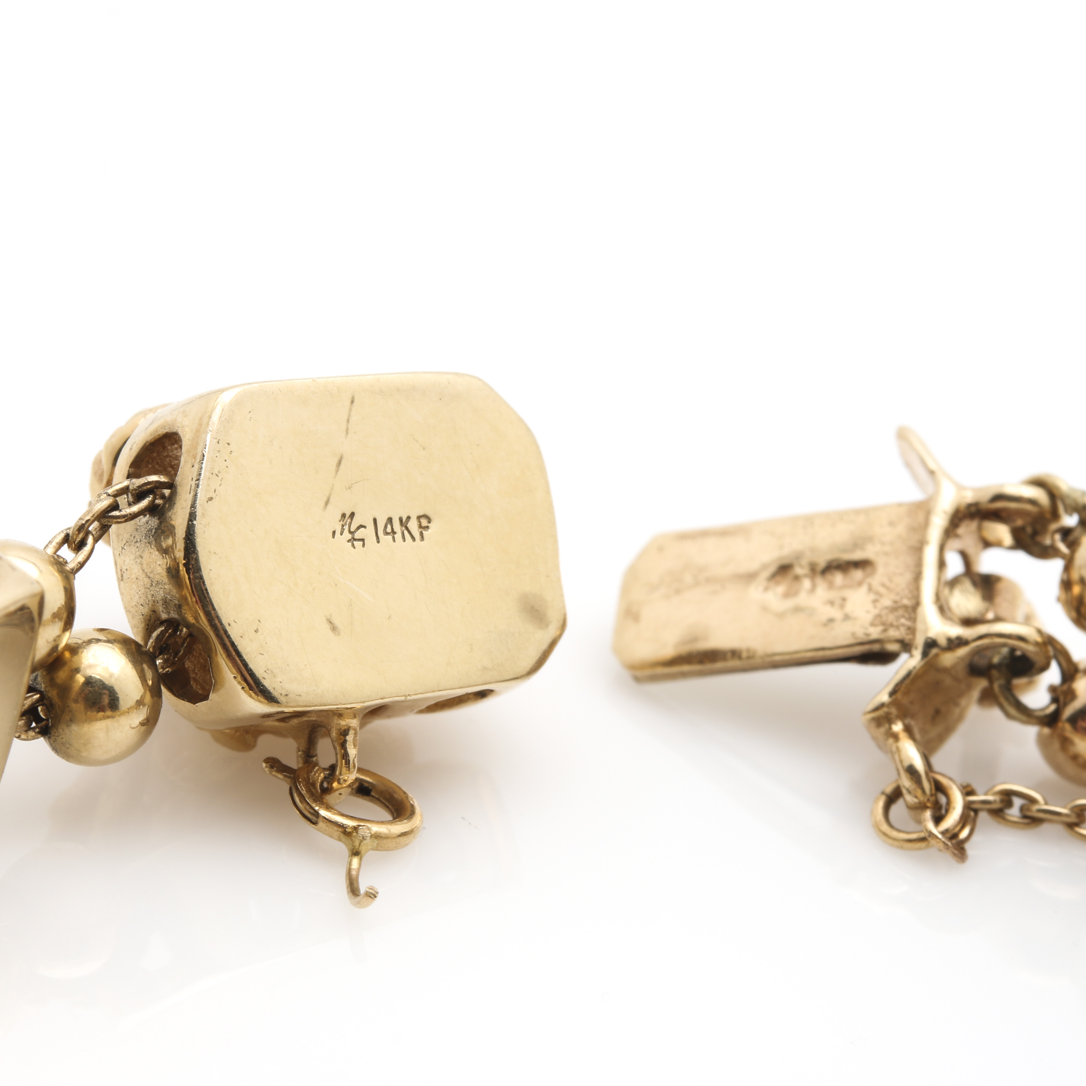 14K Yellow Gold Slide Charm Bracelet with Assorted Gemstones and Enamel