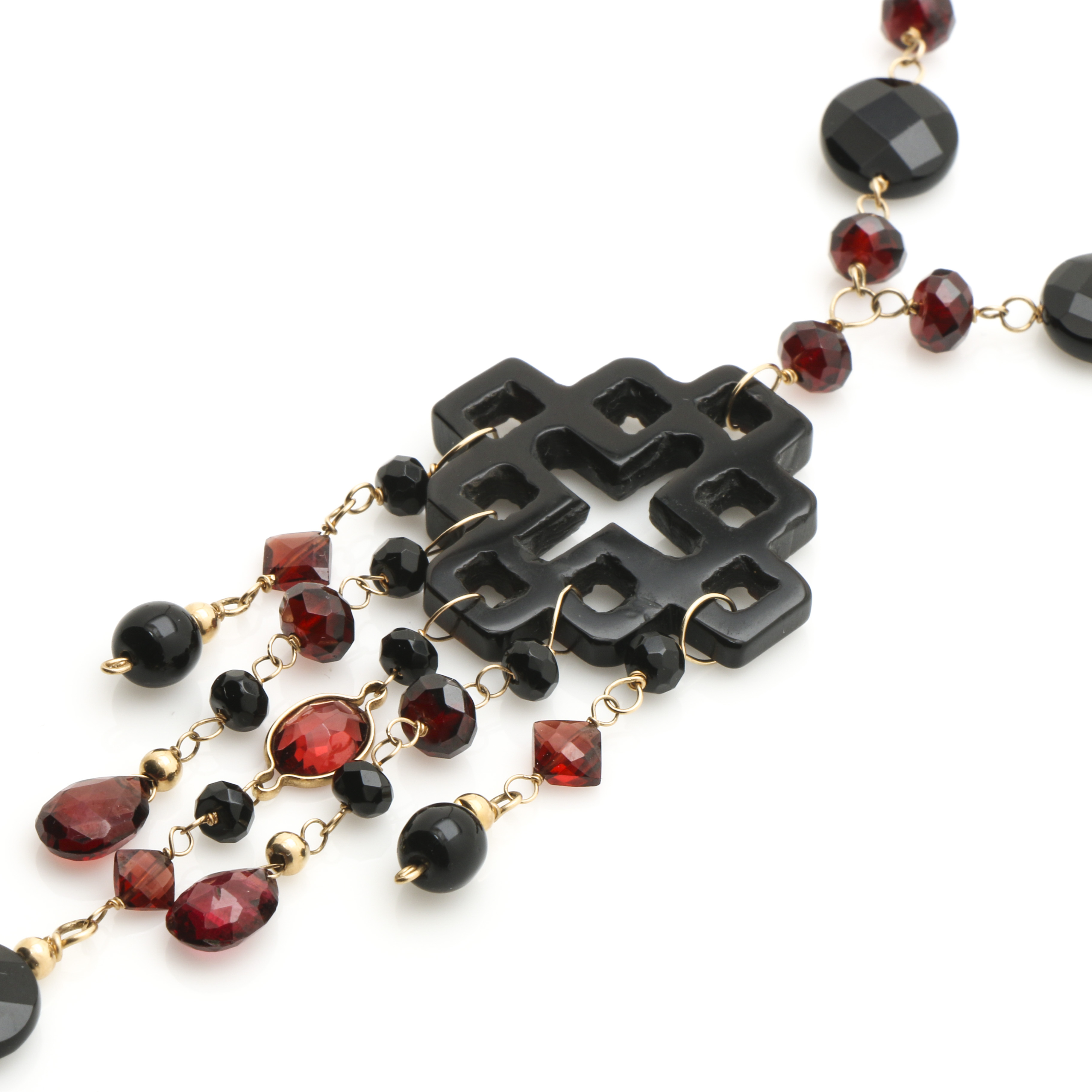 Robert Lee Morris Earrings and Necklace with Onyx and Garnet