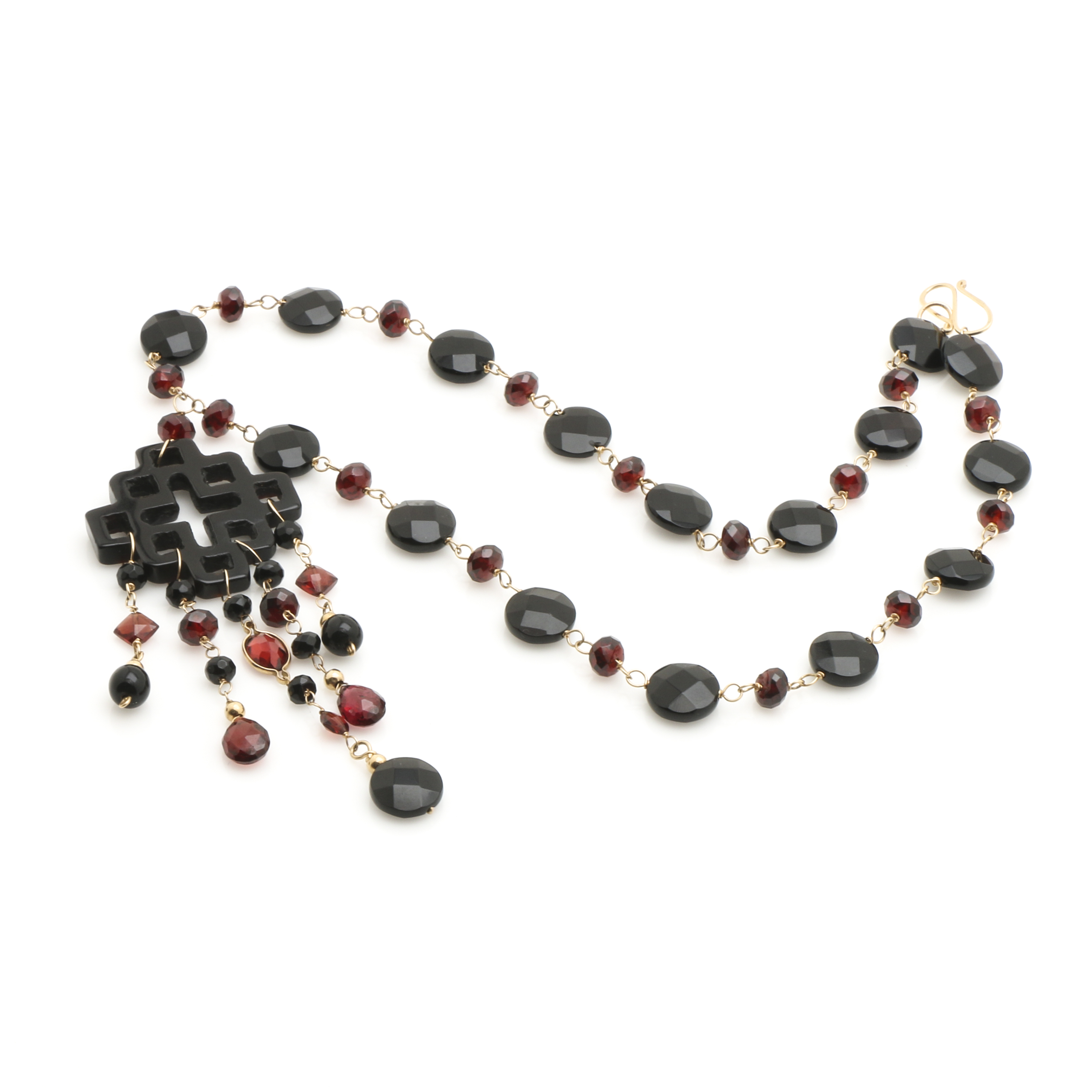 Robert Lee Morris Earrings and Necklace with Onyx and Garnet