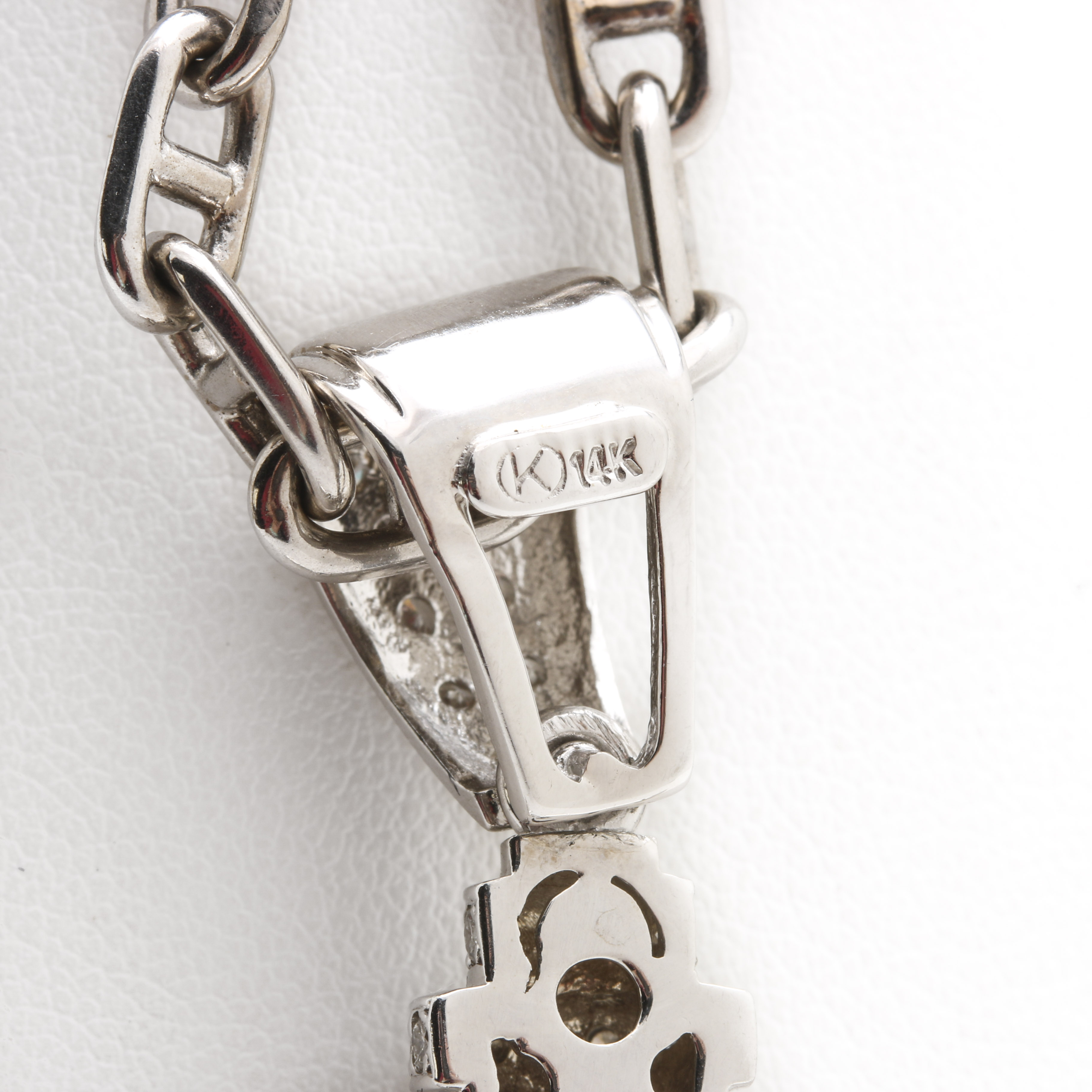 14K White Gold Necklace With 2.66 CTW Diamond Cross Pendant