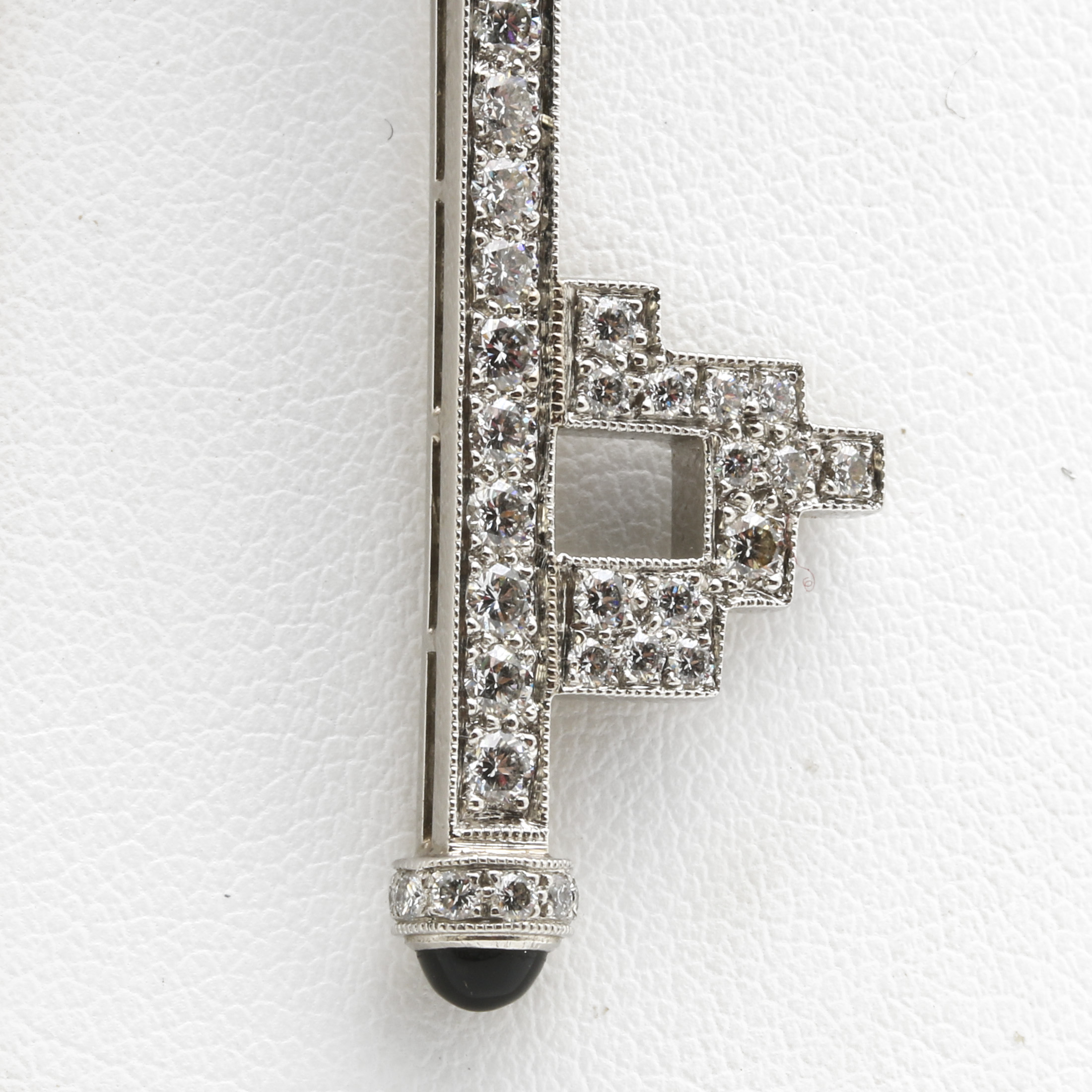 Tiffany & Co. Platinum, Onyx, and 4.46 CTW Diamond Square Key Necklace