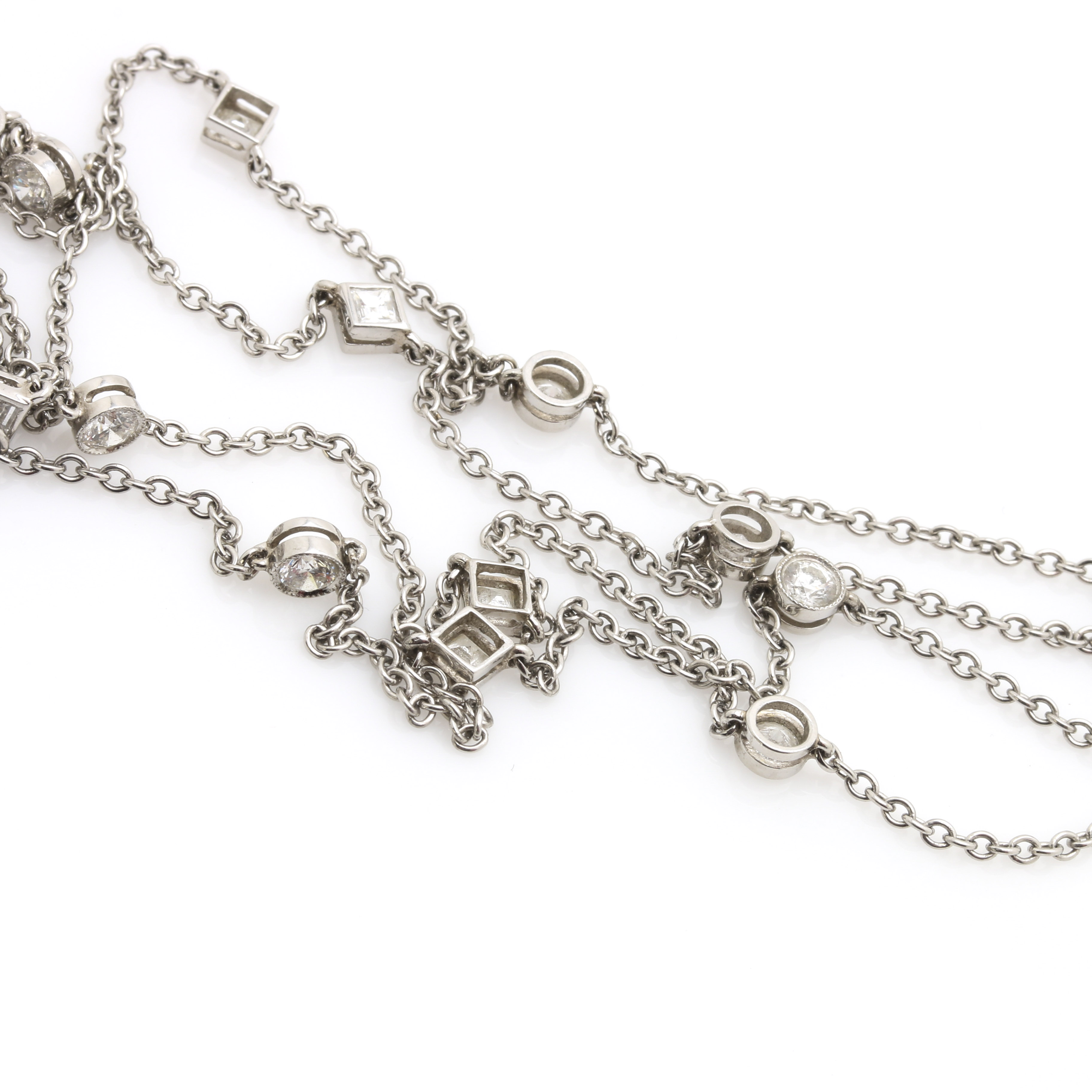 Tiffany & Co. Platinum, Onyx, and 4.46 CTW Diamond Square Key Necklace