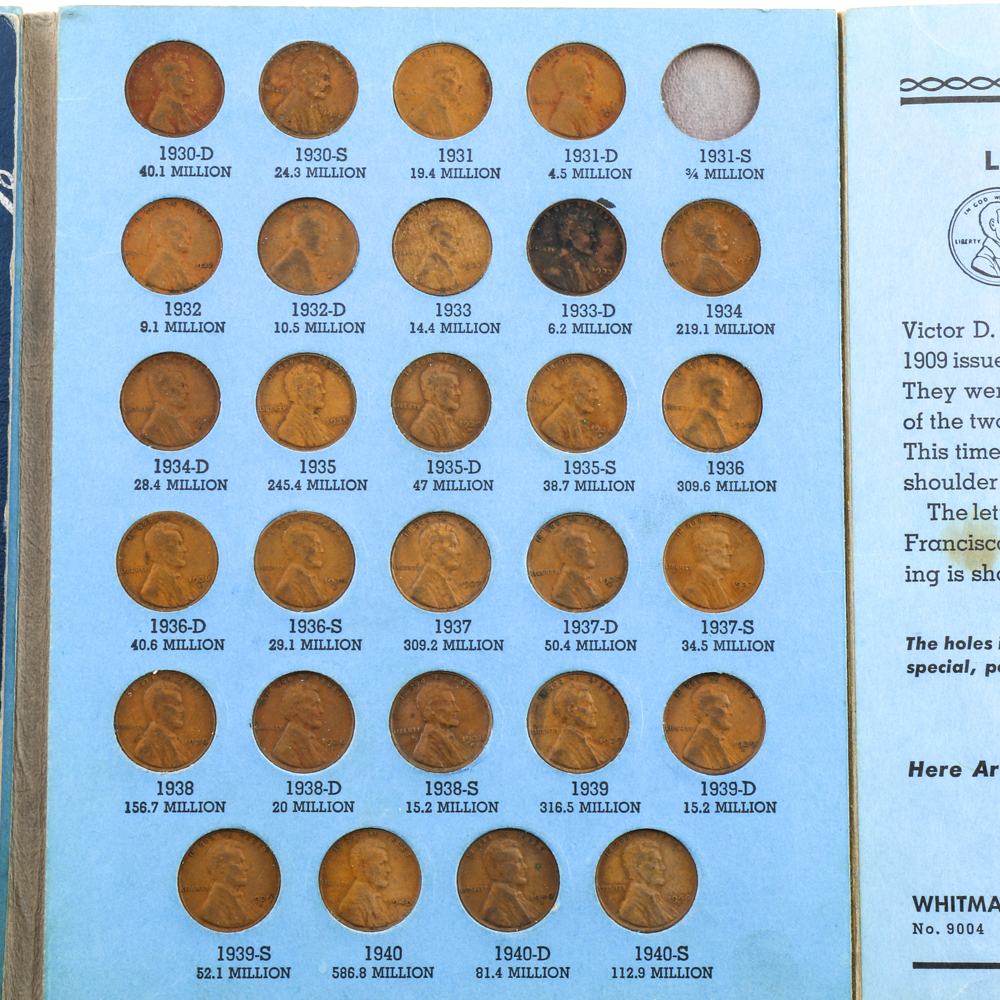 Group of Lincoln Head Cents in Seven Whitman Coin Folders