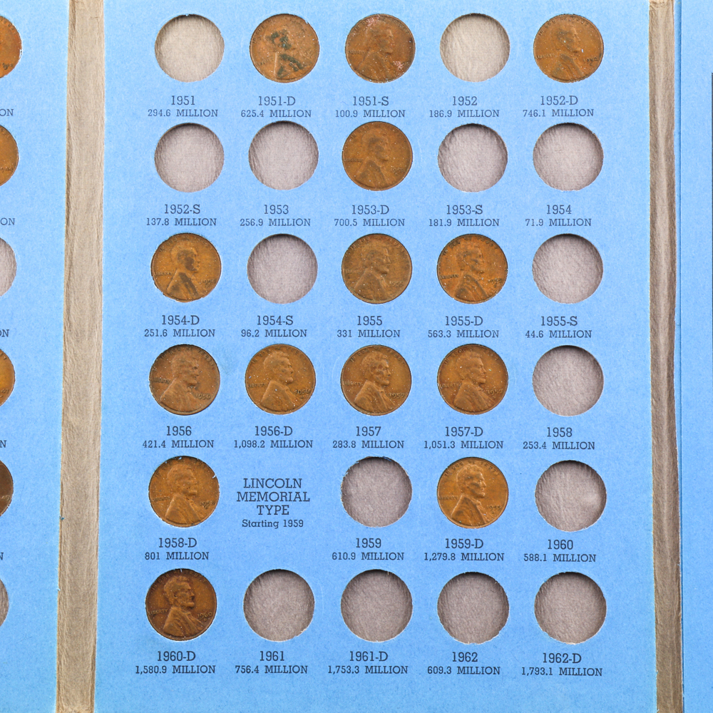 Group of Lincoln Head Cents in Seven Whitman Coin Folders