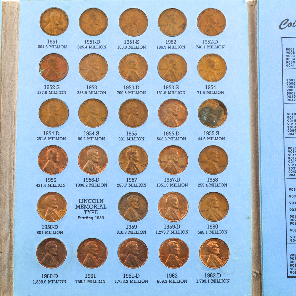 Group of Lincoln Head Cents in Seven Whitman Coin Folders