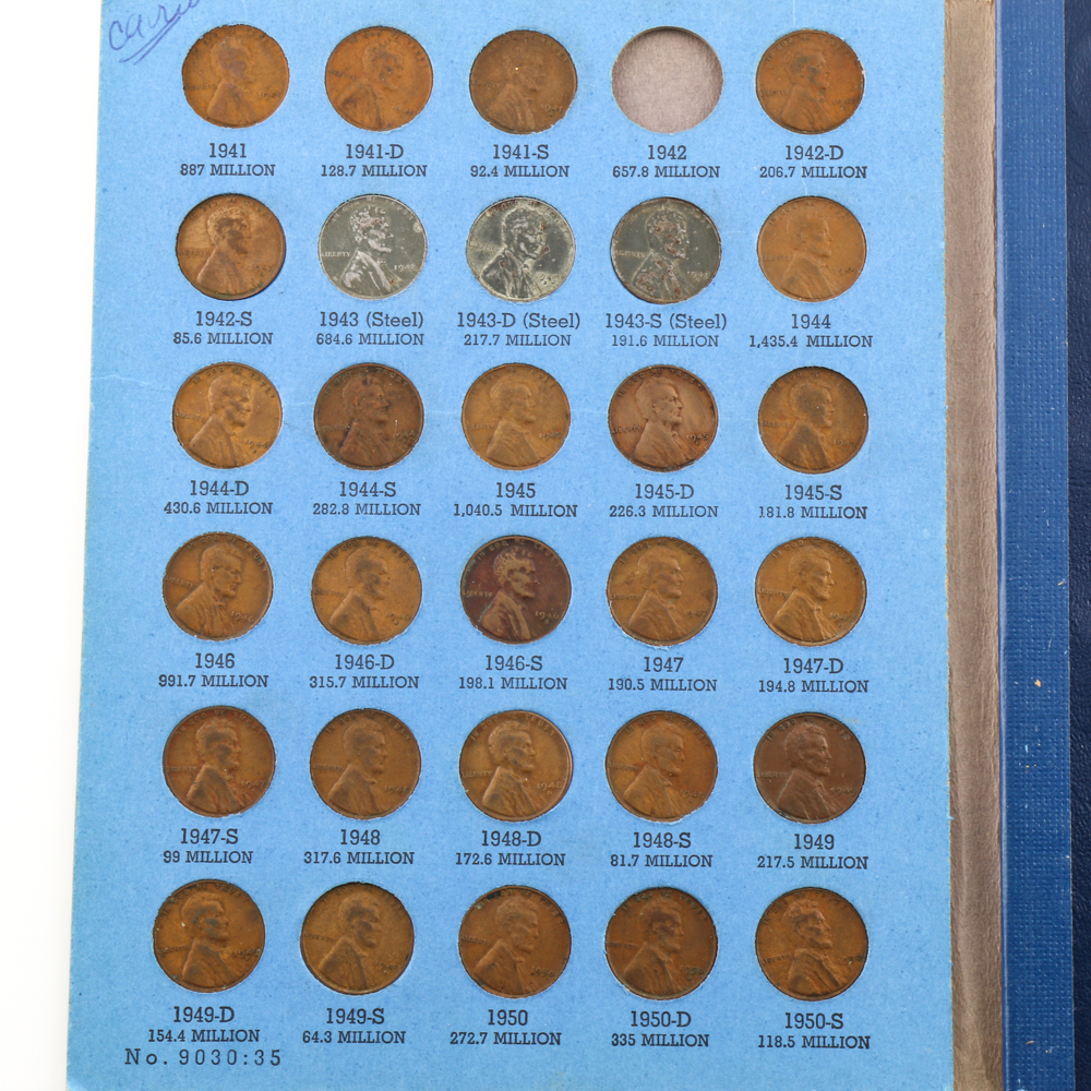 Group of Lincoln Head Cents in Seven Whitman Coin Folders