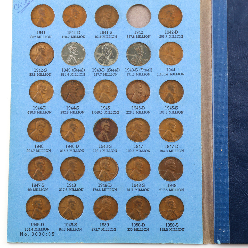 Group of Lincoln Head Cents in Seven Whitman Coin Folders