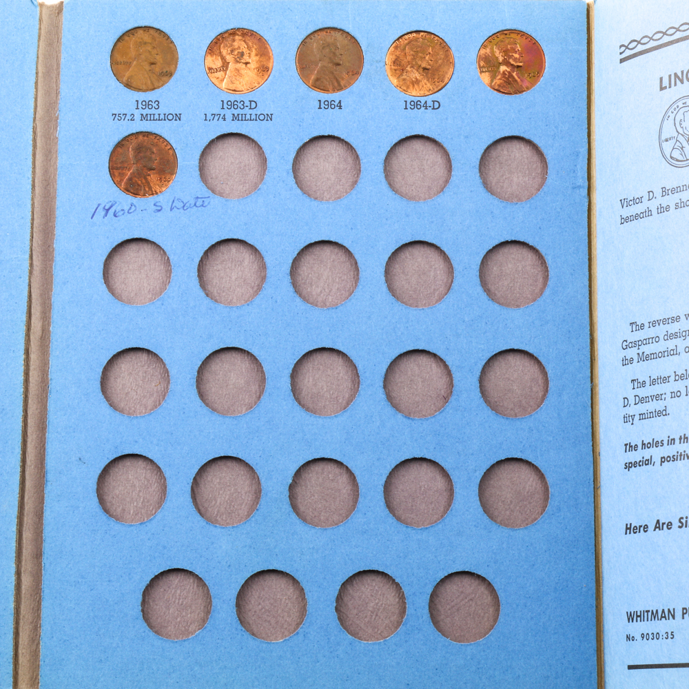 Group of Lincoln Head Cents in Seven Whitman Coin Folders