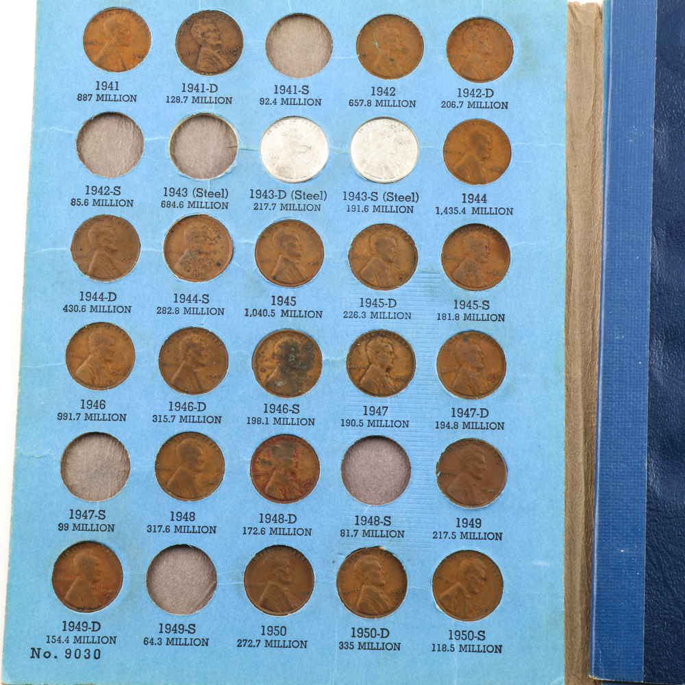 Group of Lincoln Head Cents in Seven Whitman Coin Folders