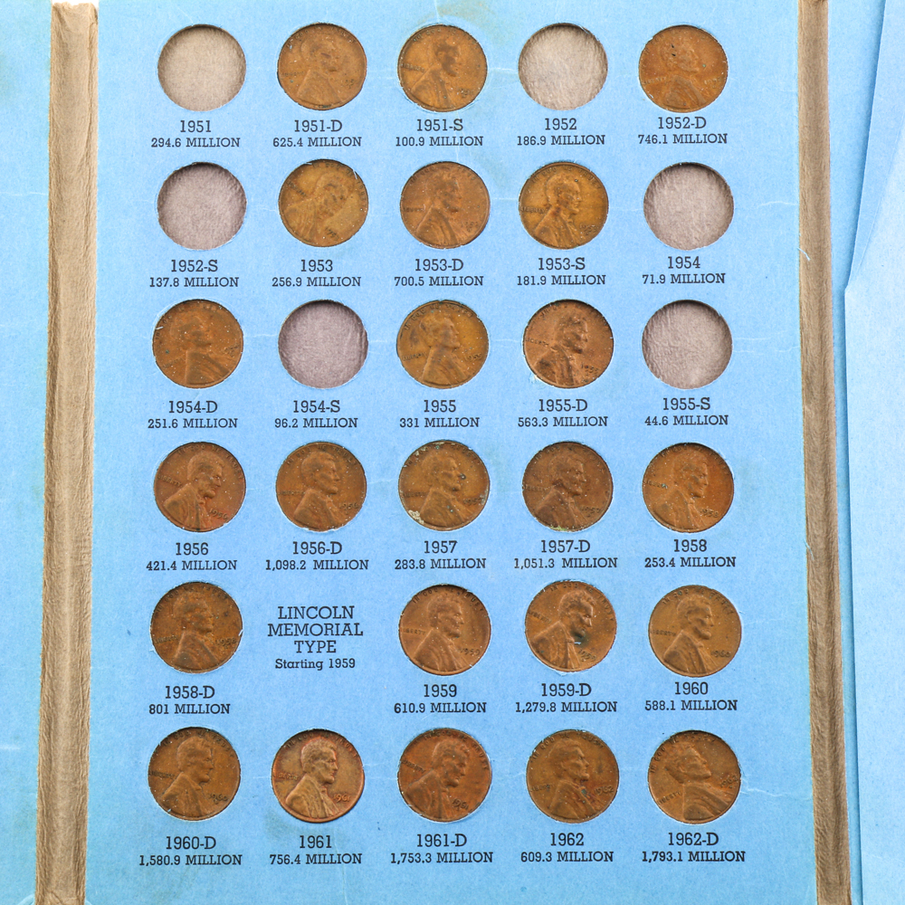 Group of Lincoln Head Cents in Seven Whitman Coin Folders