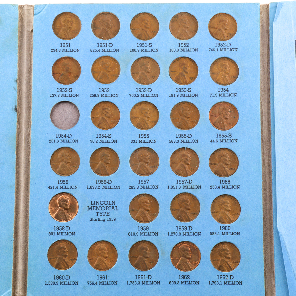 Group of Lincoln Head Cents in Seven Whitman Coin Folders