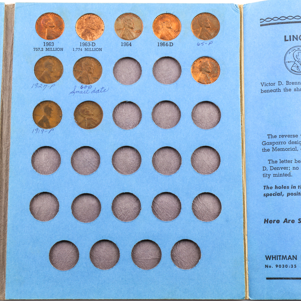 Group of Lincoln Head Cents in Seven Whitman Coin Folders
