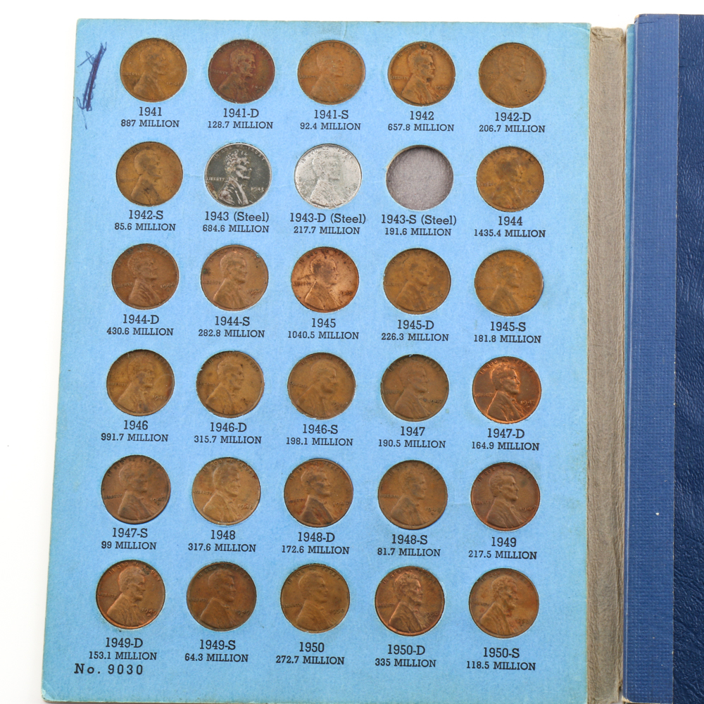 Group of Lincoln Head Cents in Seven Whitman Coin Folders