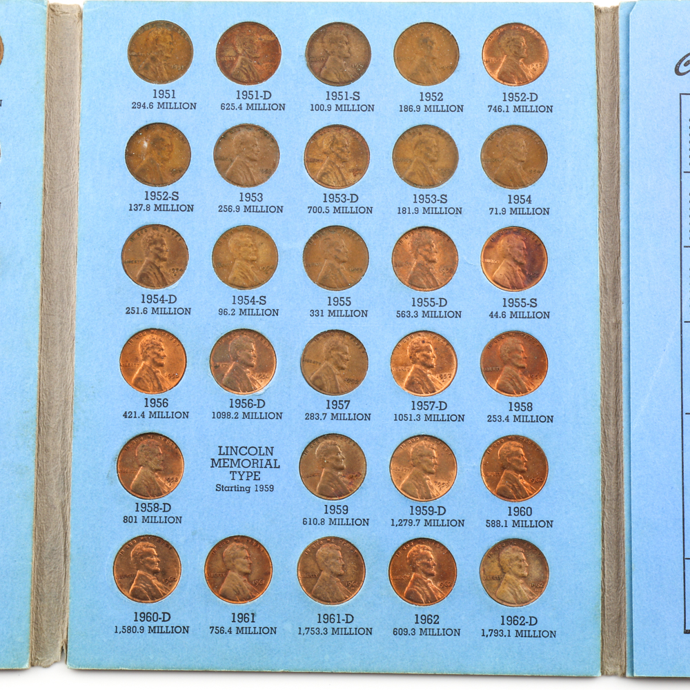 Group of Lincoln Head Cents in Seven Whitman Coin Folders