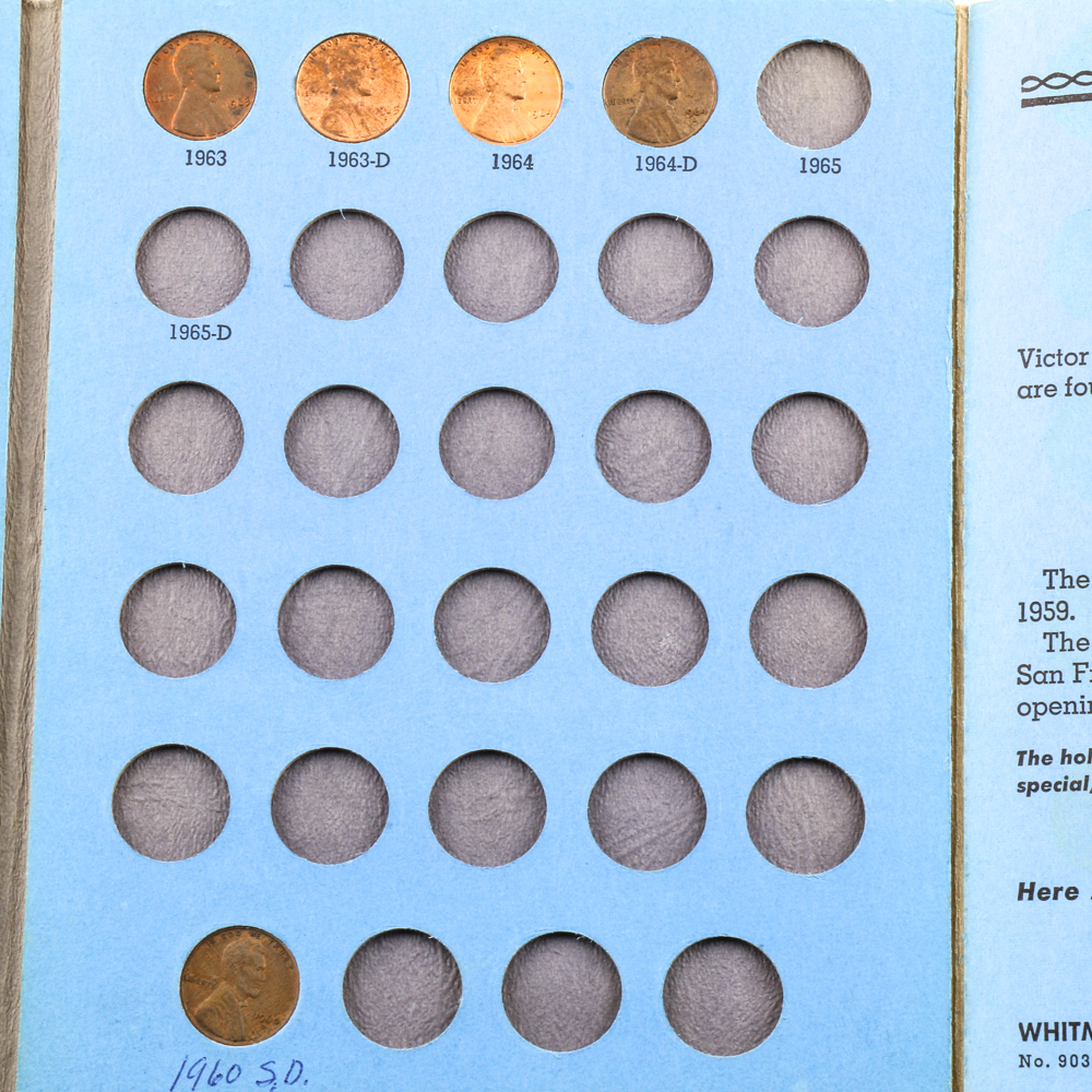 Group of Lincoln Head Cents in Seven Whitman Coin Folders
