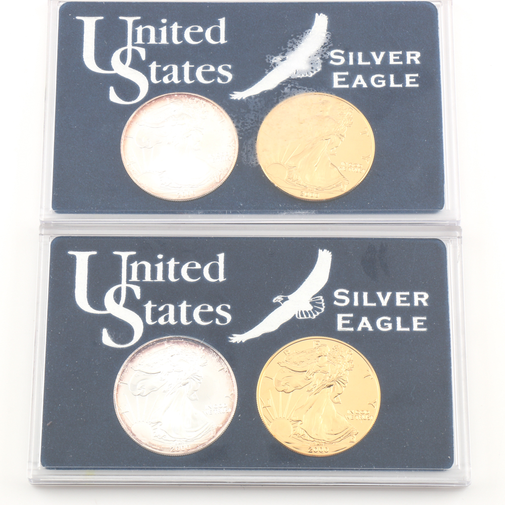 Group of Four 2000 One Dollar U.S. Silver Eagles