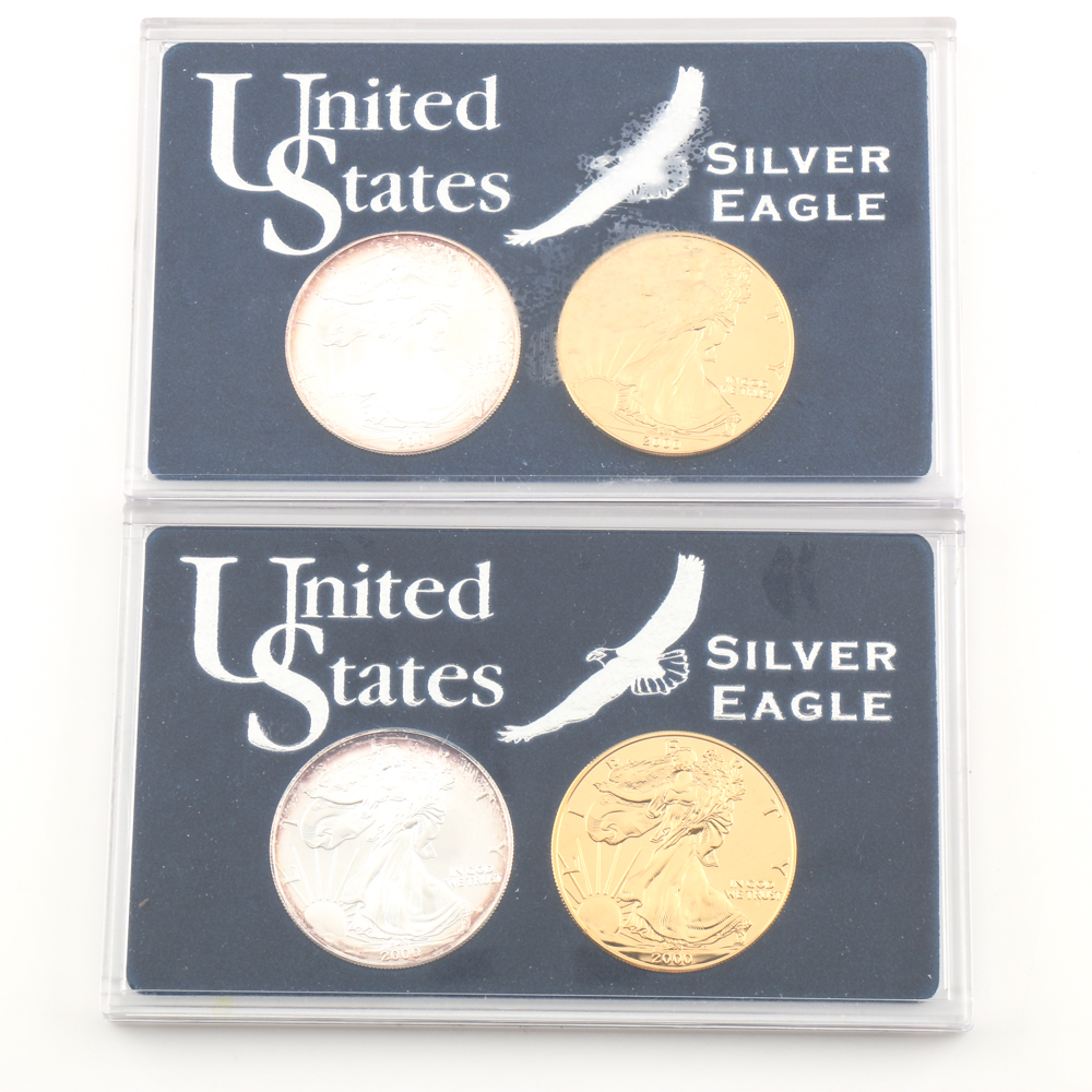 Group of Four 2000 One Dollar U.S. Silver Eagles