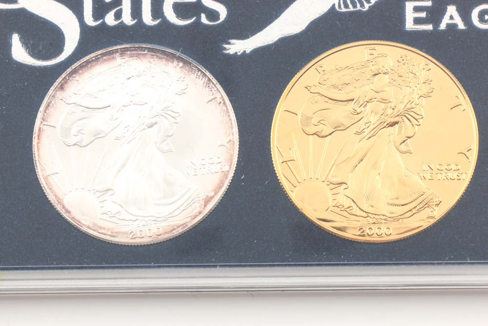 Group of Four 2000 One Dollar U.S. Silver Eagles