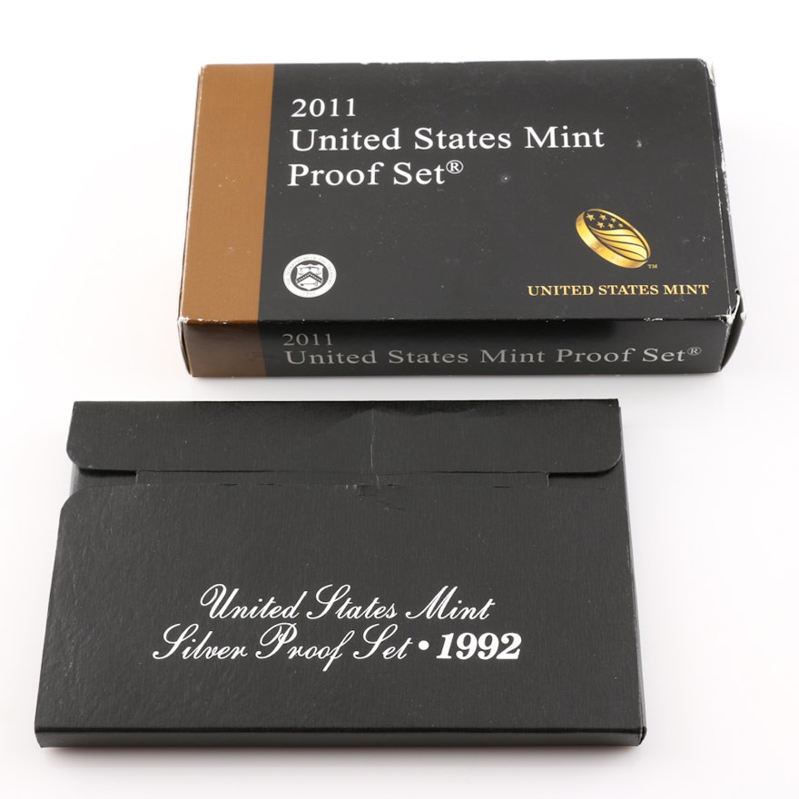 2011 U.S. Mint Proof Set and a 1992 U.S. Mint Silver Proof Set