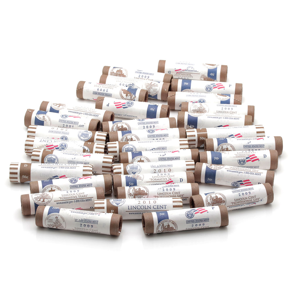 Large Group of 2009 and 2010 Lincoln Cents Rolls