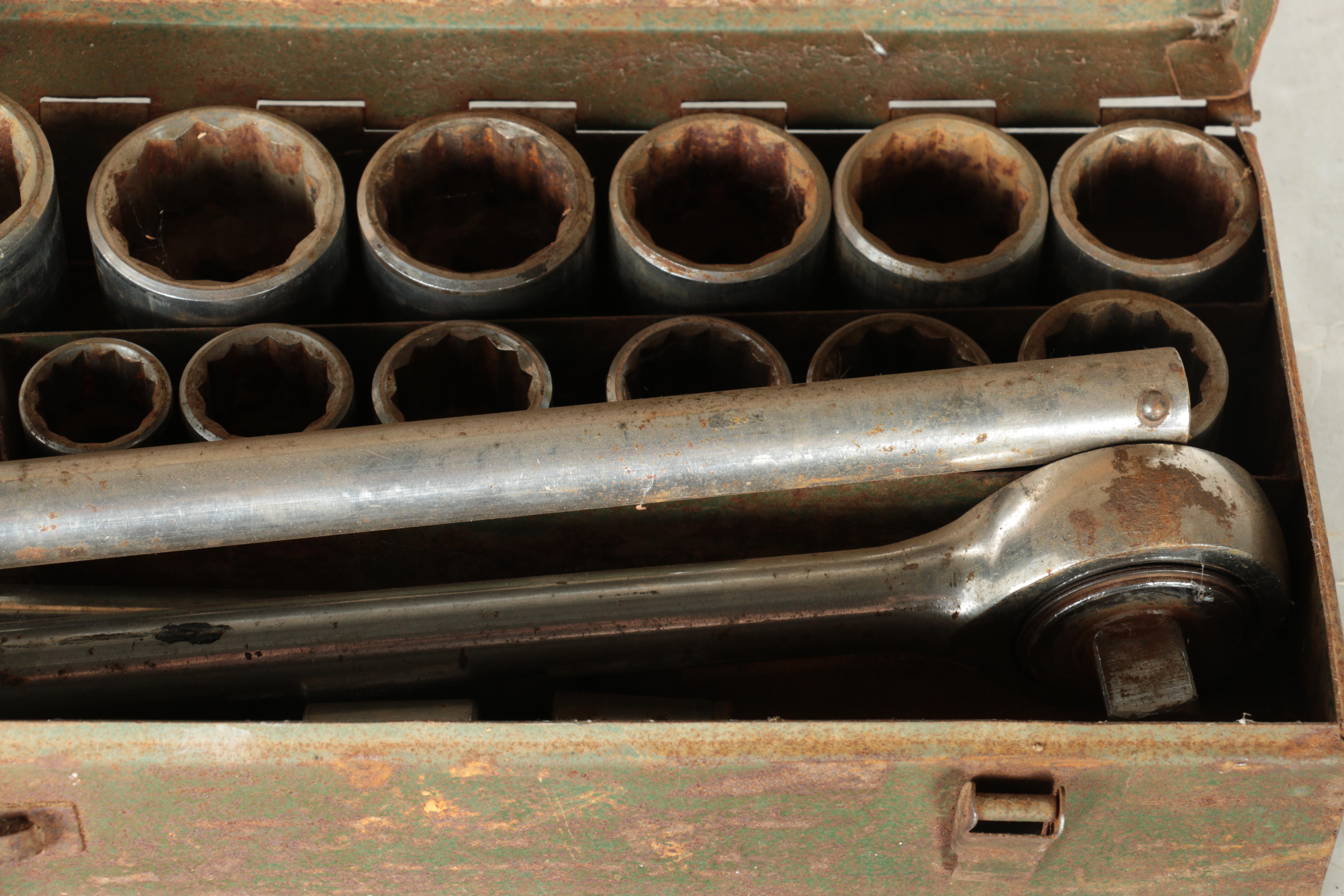 Vintage Stainless Steel Socket Wrench Set