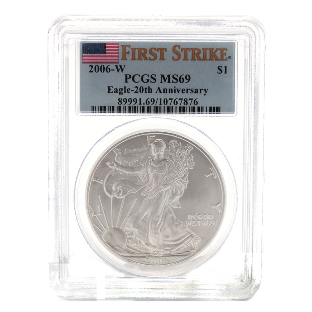 Graded MS69 (By PCGS) 2006 W One Dollar U.S. Silver Eagle