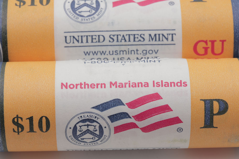 Group of Eight U.S. Mint Rolls of 2009 Quarters