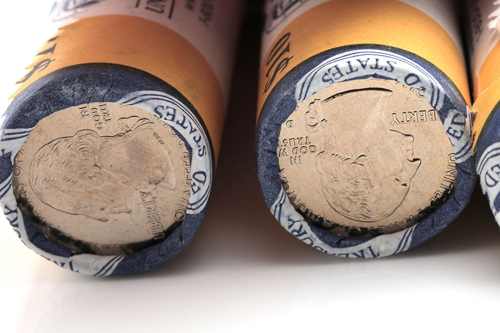 Group of Eight U.S. Mint Rolls of 2009 Quarters