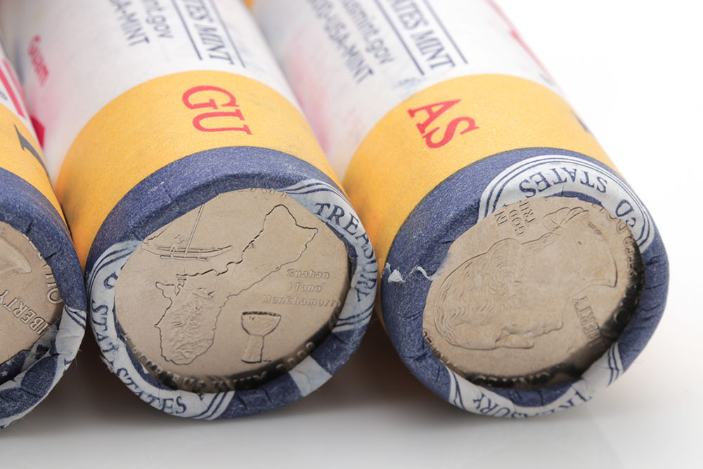 Group of Eight U.S. Mint Rolls of 2009 Quarters