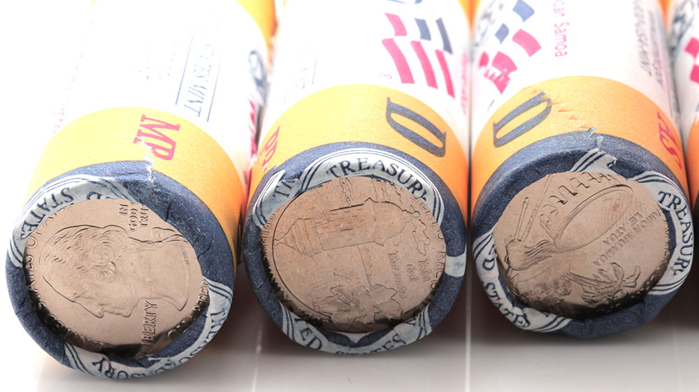 Group of Eight U.S. Mint Rolls of 2009 Quarters