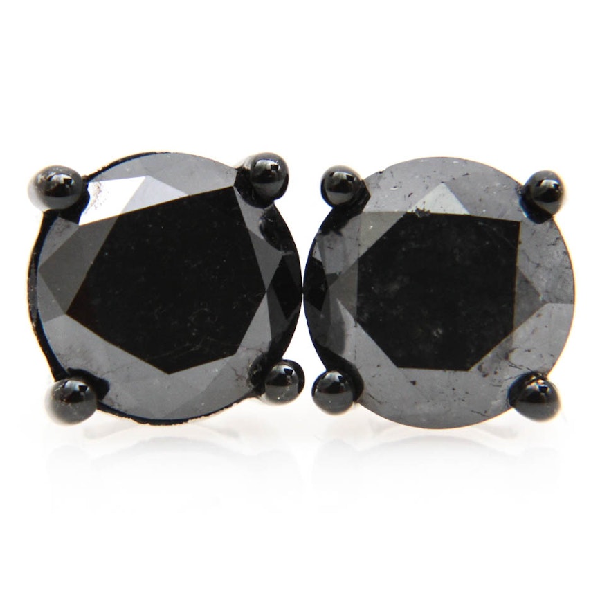 Sterling Silver 2.75 CTW Black Diamond Earrings