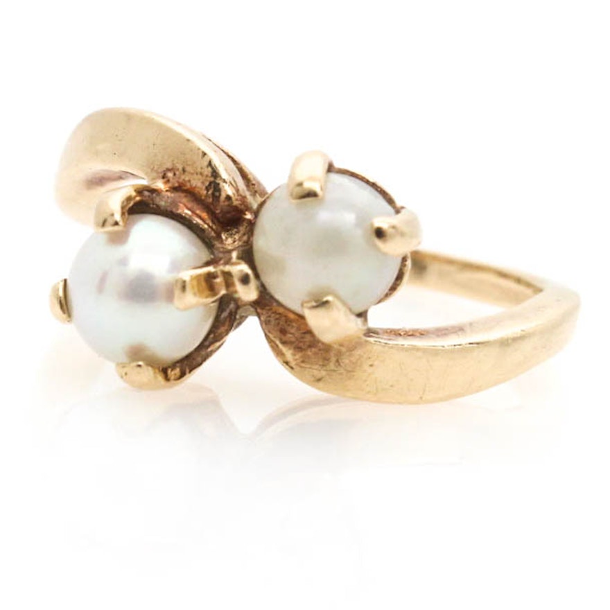 14K Yellow Gold Cultured Pearl Ring