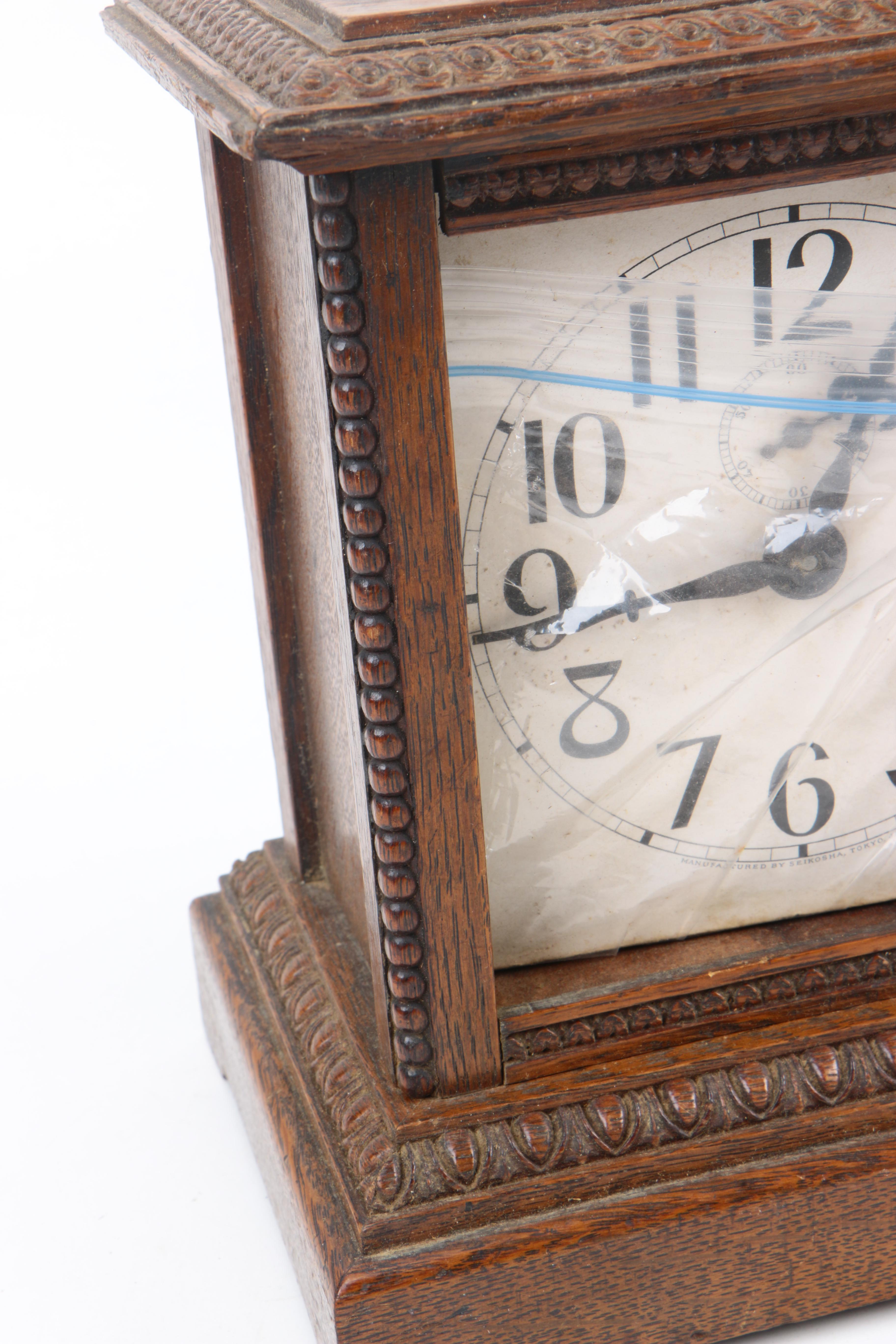 Vintage Seikosha Oak Mantel Clock