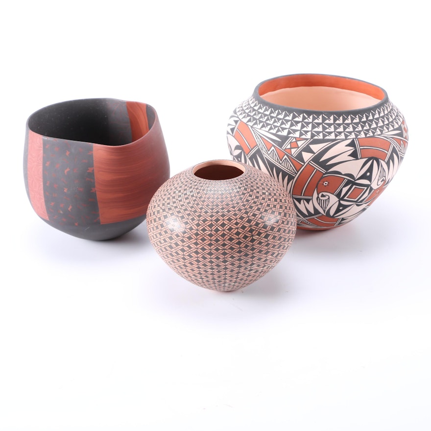 Handcrafted and Hand-Painted Acoma and Other Pottery