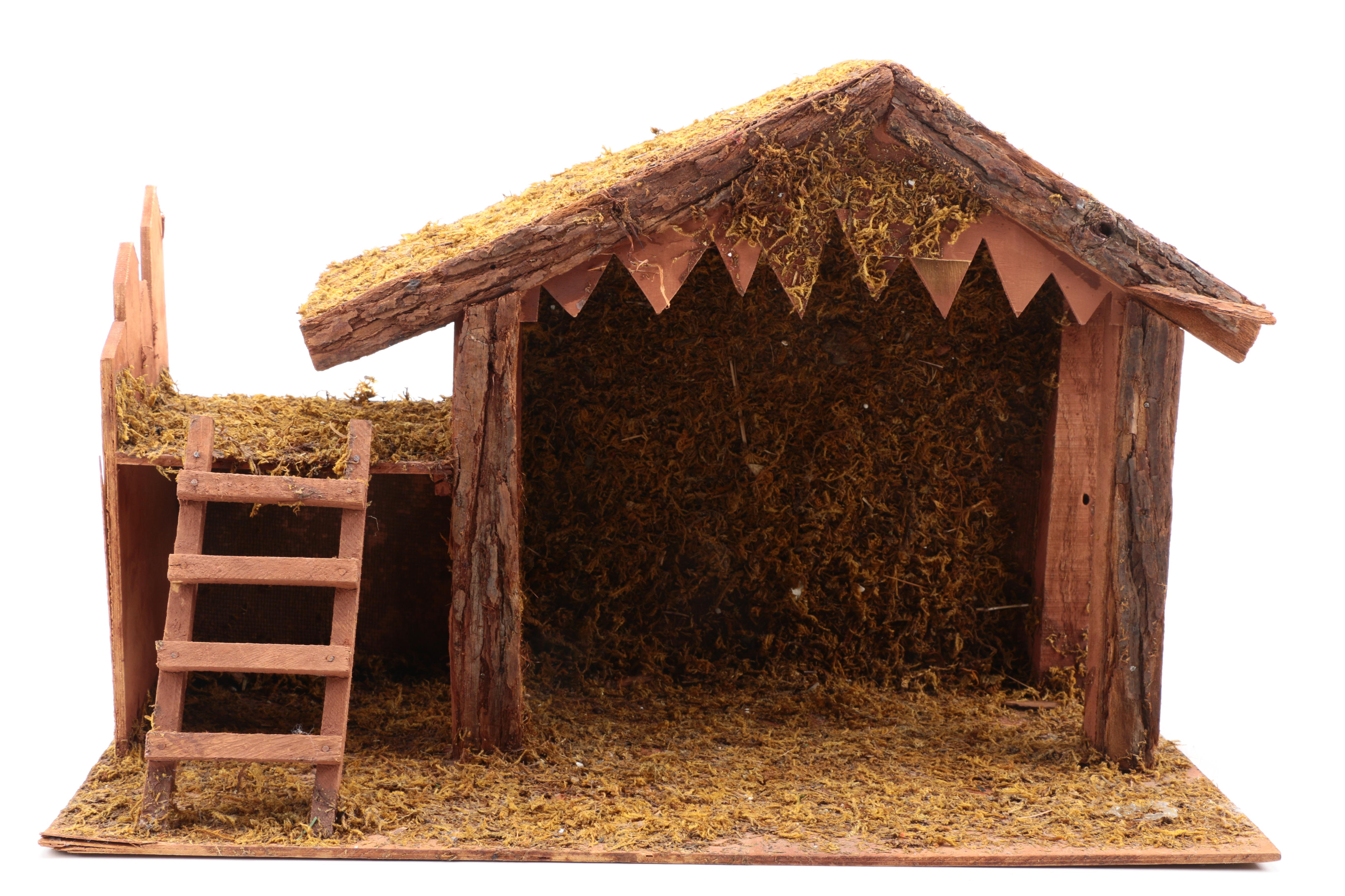 Lladró Ten Piece Nativity Porcelain Figurine Set and Wooden Crèche