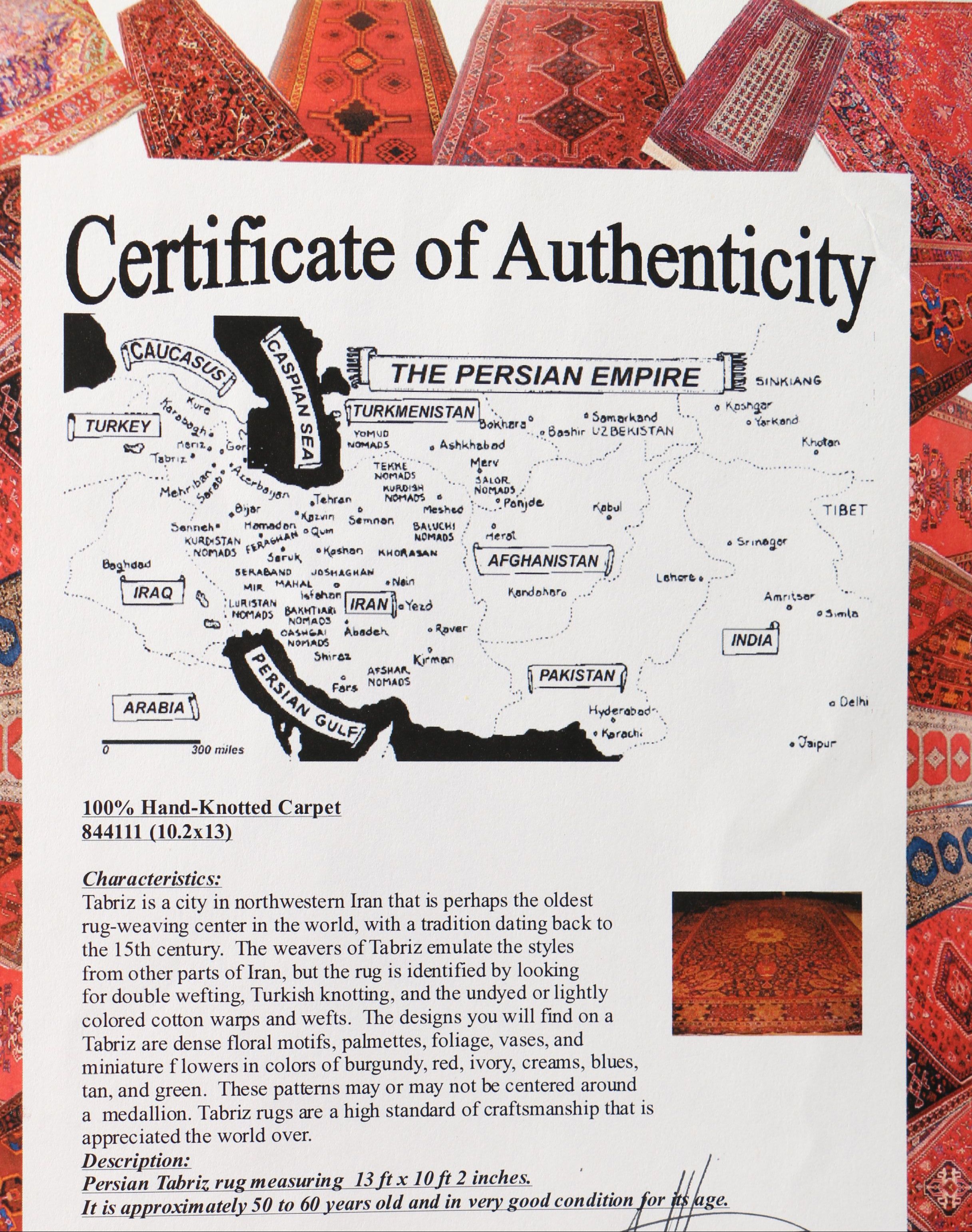 Hand-Knotted Persian Tabriz Area Rug